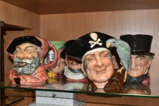A COLLECTION OF FIVE ROYAL DOULTON CHARACTER JUGS, comprising Falstaff D6287 (chipped eye lid), John