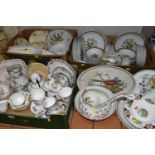 THREE BOXES AND LOOSE CERAMIC TEA AND DINNER WARE, to include a 'Portmeirion Botanic Garden' serving