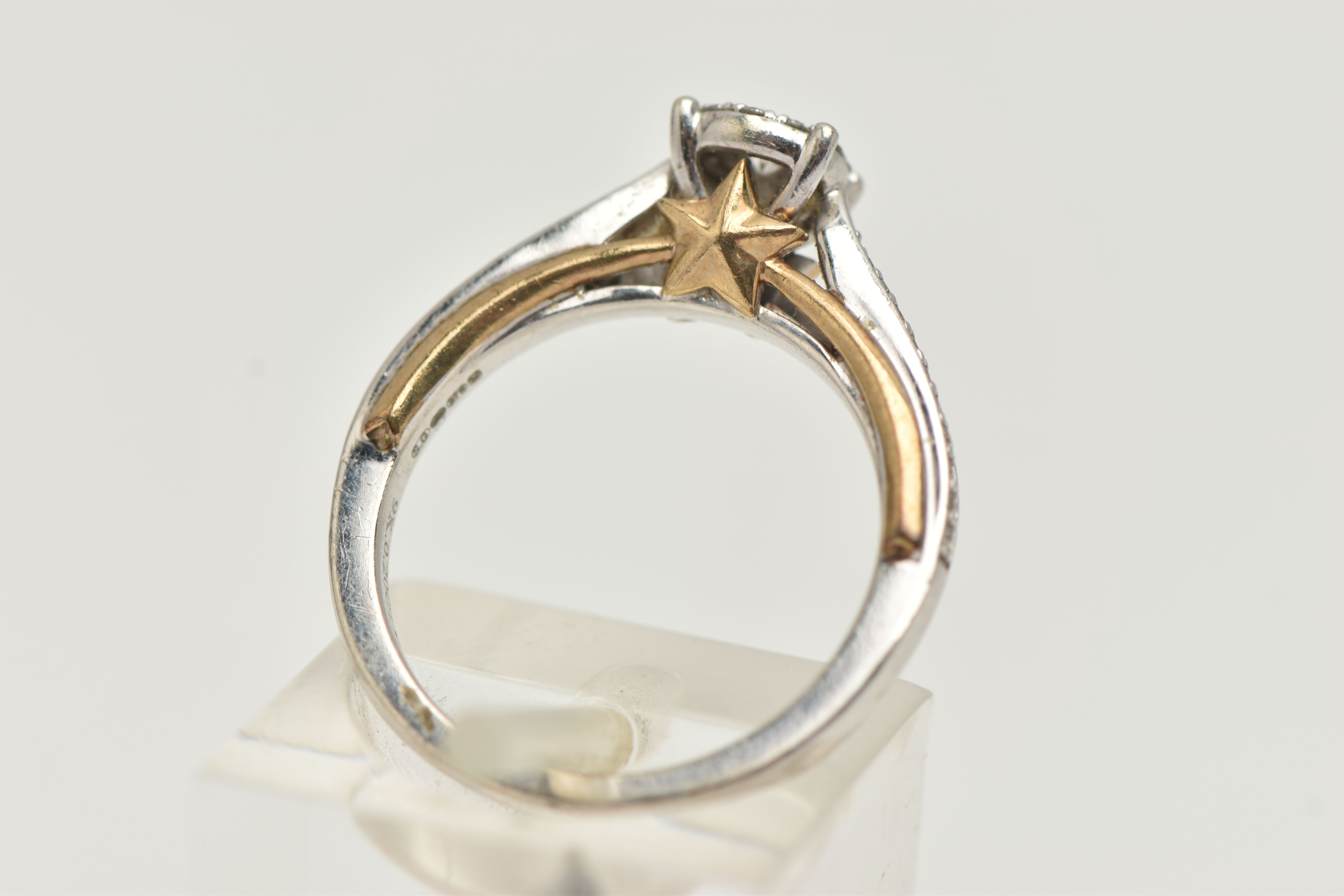 A 9CT WHITE GOLD DIAMOND RING, designed as a central brilliant cut diamond within a brilliant cut - Image 3 of 4
