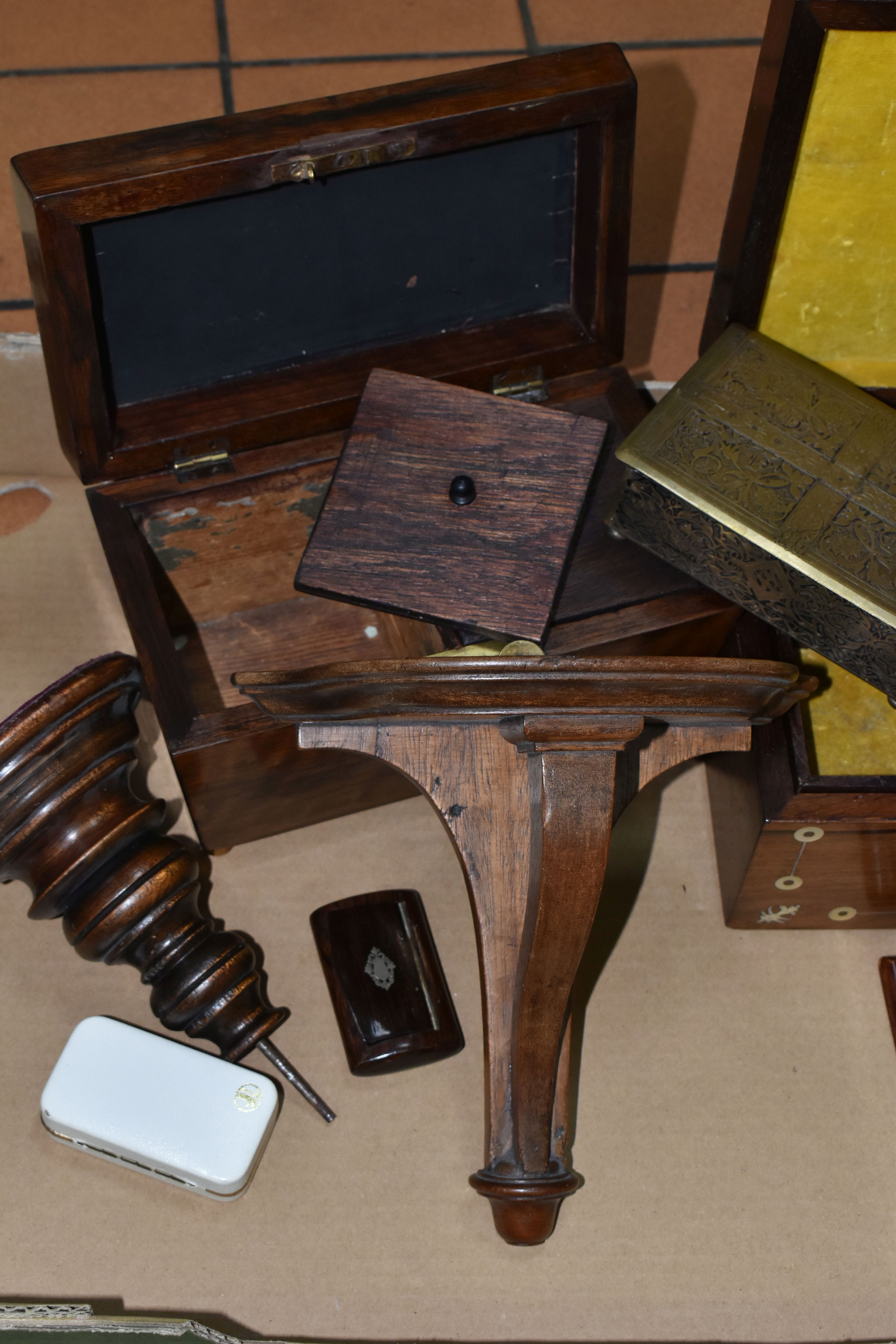 ONE BOX OF WOODEN BOXES, A REGENCY PERIOD TEA CADDY IN SARCOPHOGUS STYLE, AND SEWING BOXES, ETC, - Image 11 of 14