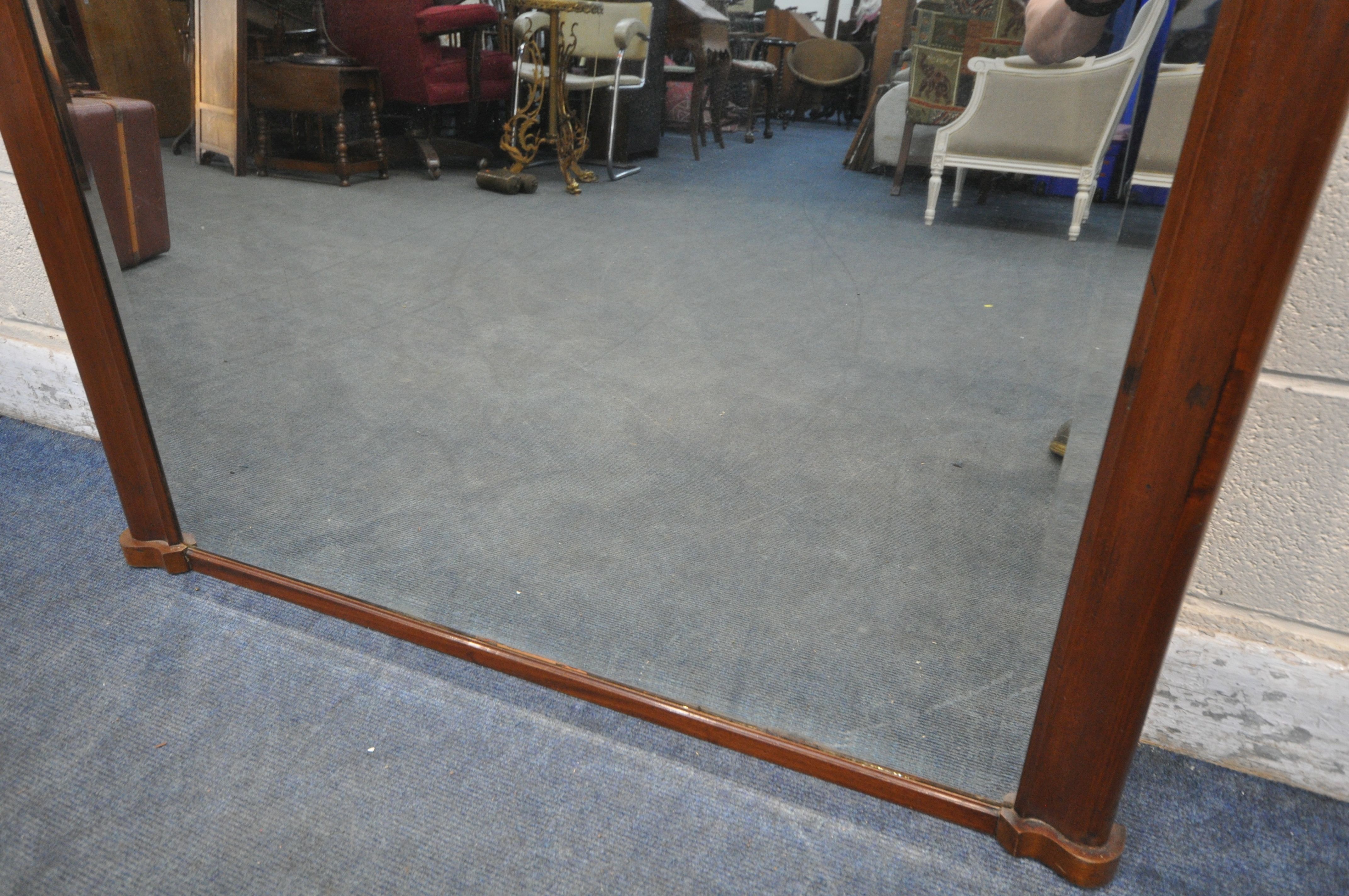 A VICTORIAN MAHOGANY OVERMANTEL MIRROR, with a bevelled plate, 110cm x 132cm (condition report: - Image 3 of 3