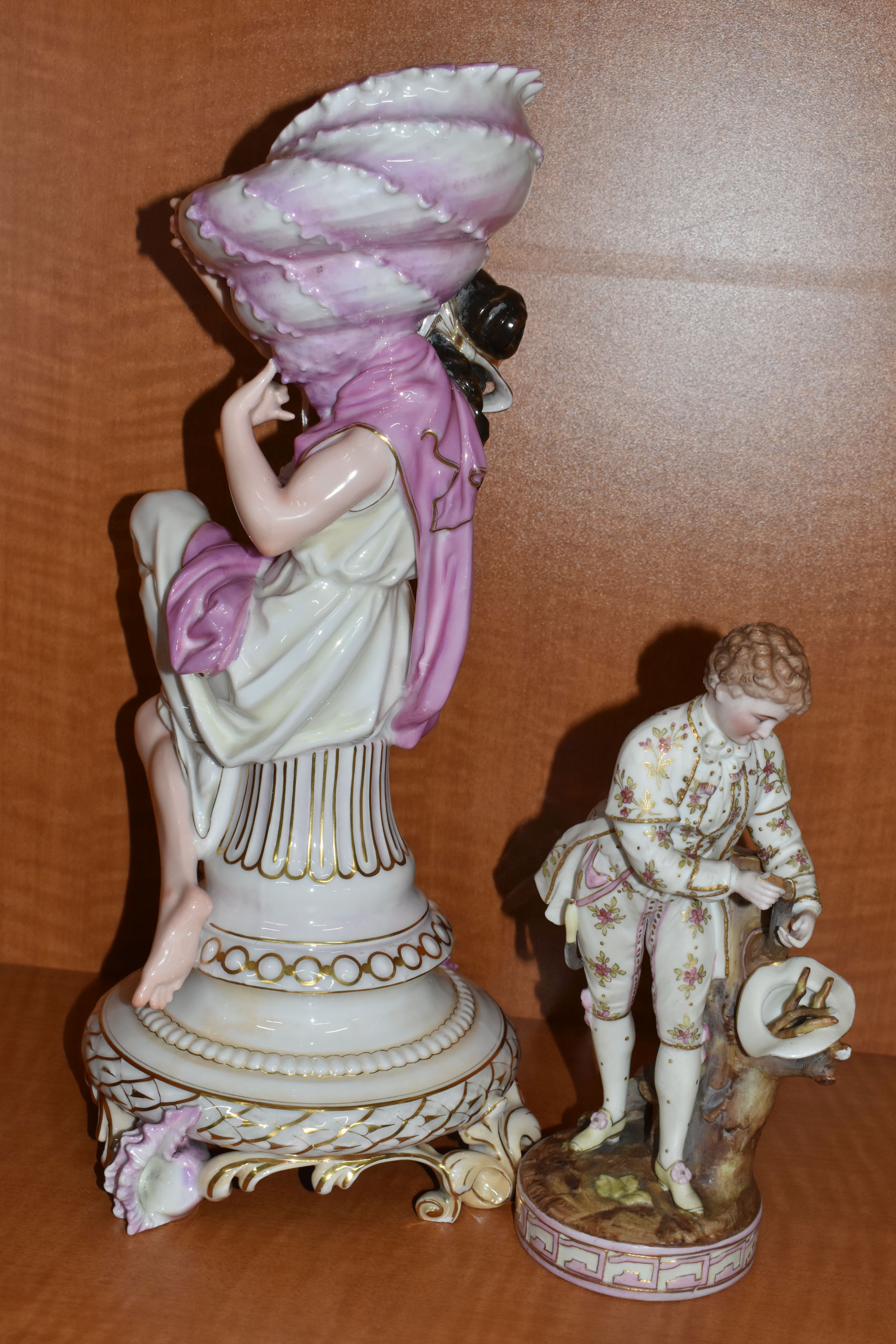 THREE LATE 19TH / EARLY 20TH CENTURY CONTINENTAL PORCELAIN FIGURES, comprising a French - Image 8 of 10