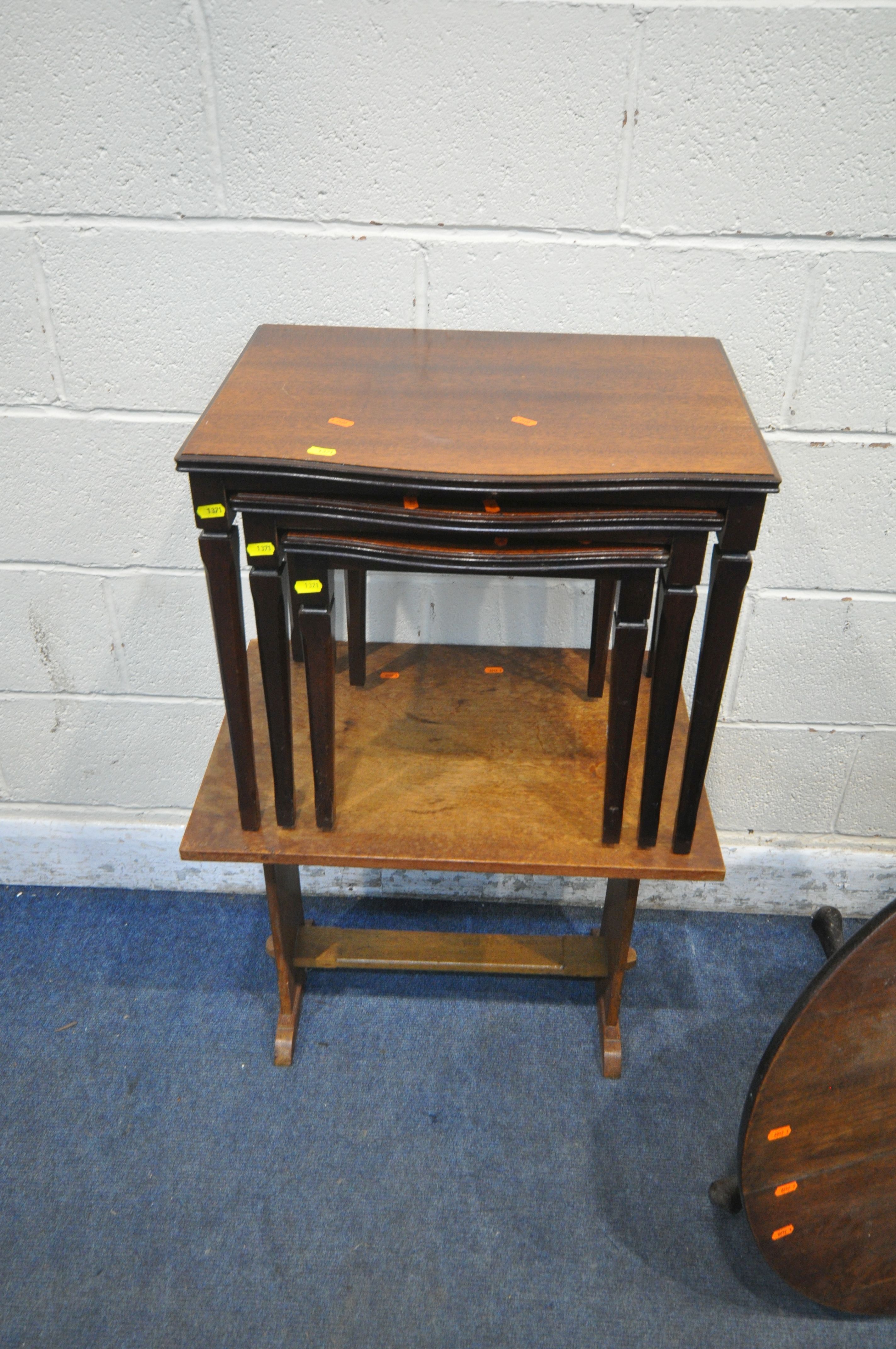 A SELECTION OF OCCASIONAL FURNITURE, to include two oak tilt top tripod tables, an oak lamp table, a - Image 2 of 7