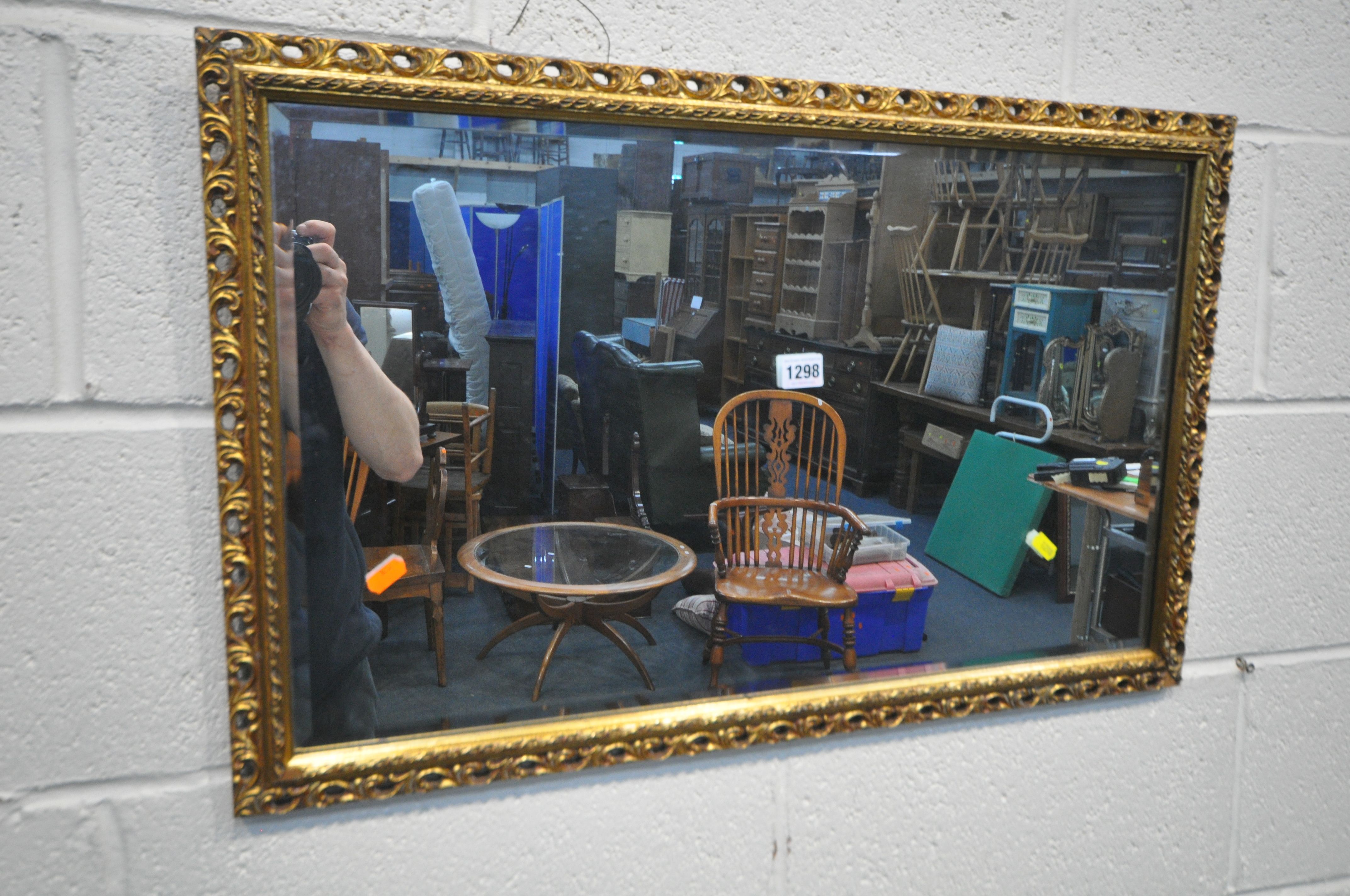 A MODERN FRENCH CREAM AND GILT WALL MIRROR, along with a gilt framed mirror and another mirror (3) - Image 3 of 3