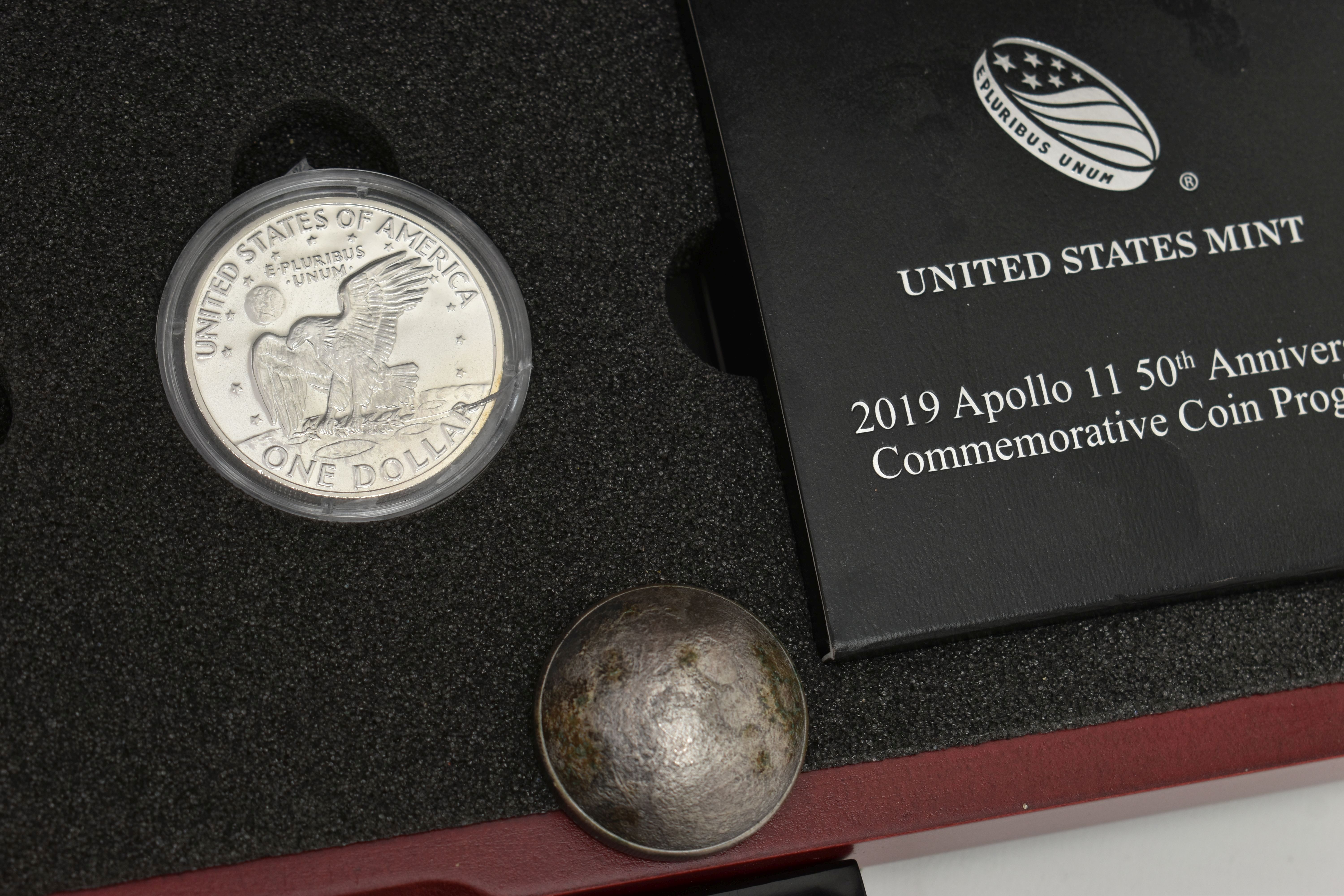 A CARDBOARD BOX CONTAINING BRADFORD EXCHANGE COINS, items to include a definitive US Mint Moon - Image 4 of 6