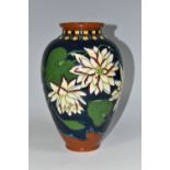 A WILEMAN & CO FOLEY INTARSIO 'WATER LILY' PATTERN VASE, model 3022, decorated with pale yellow