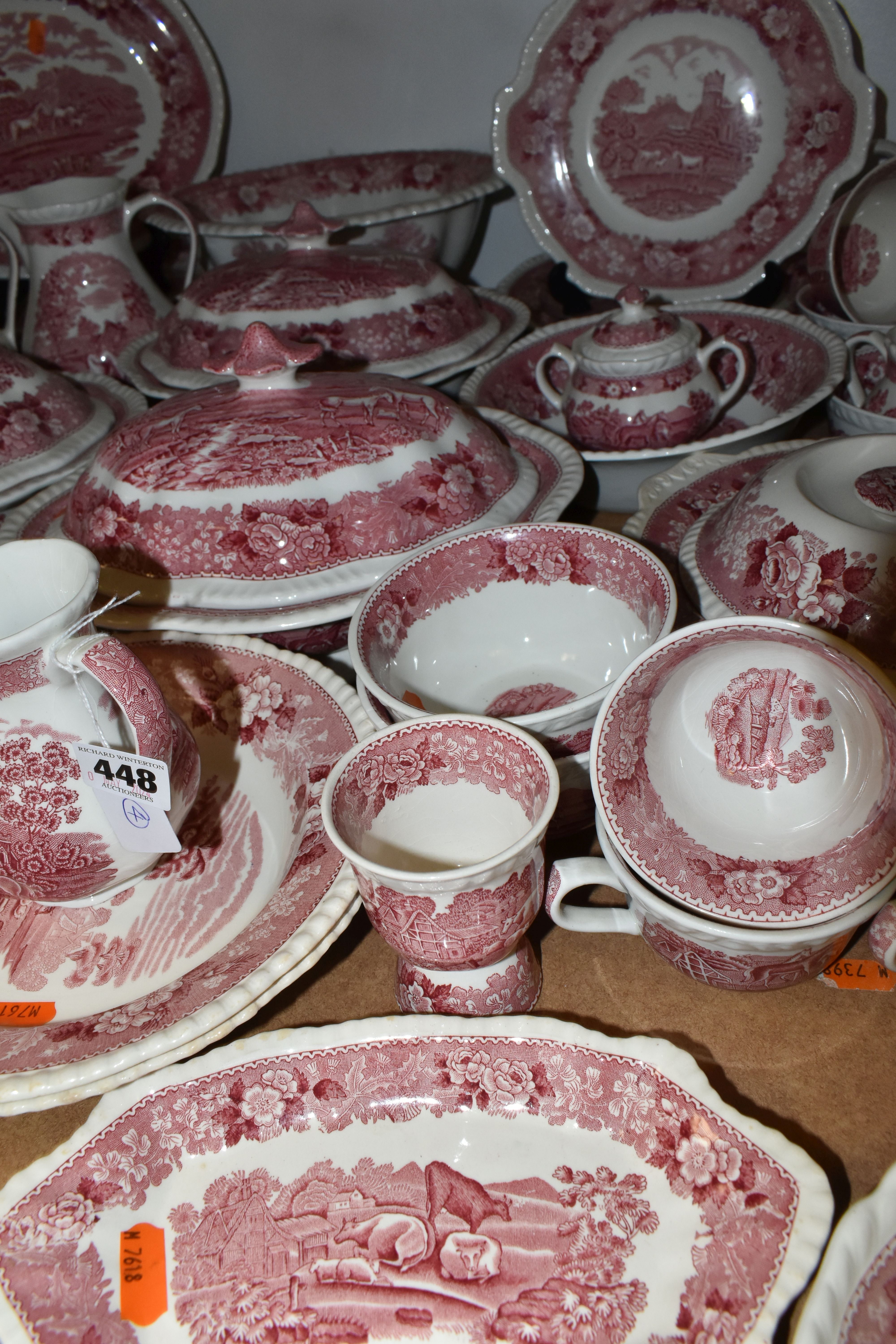 A LARGE COLLECTION OF 'ADAMS' DINNERWARE, red 'English Scenic' pattern including coffee cups, - Image 4 of 8