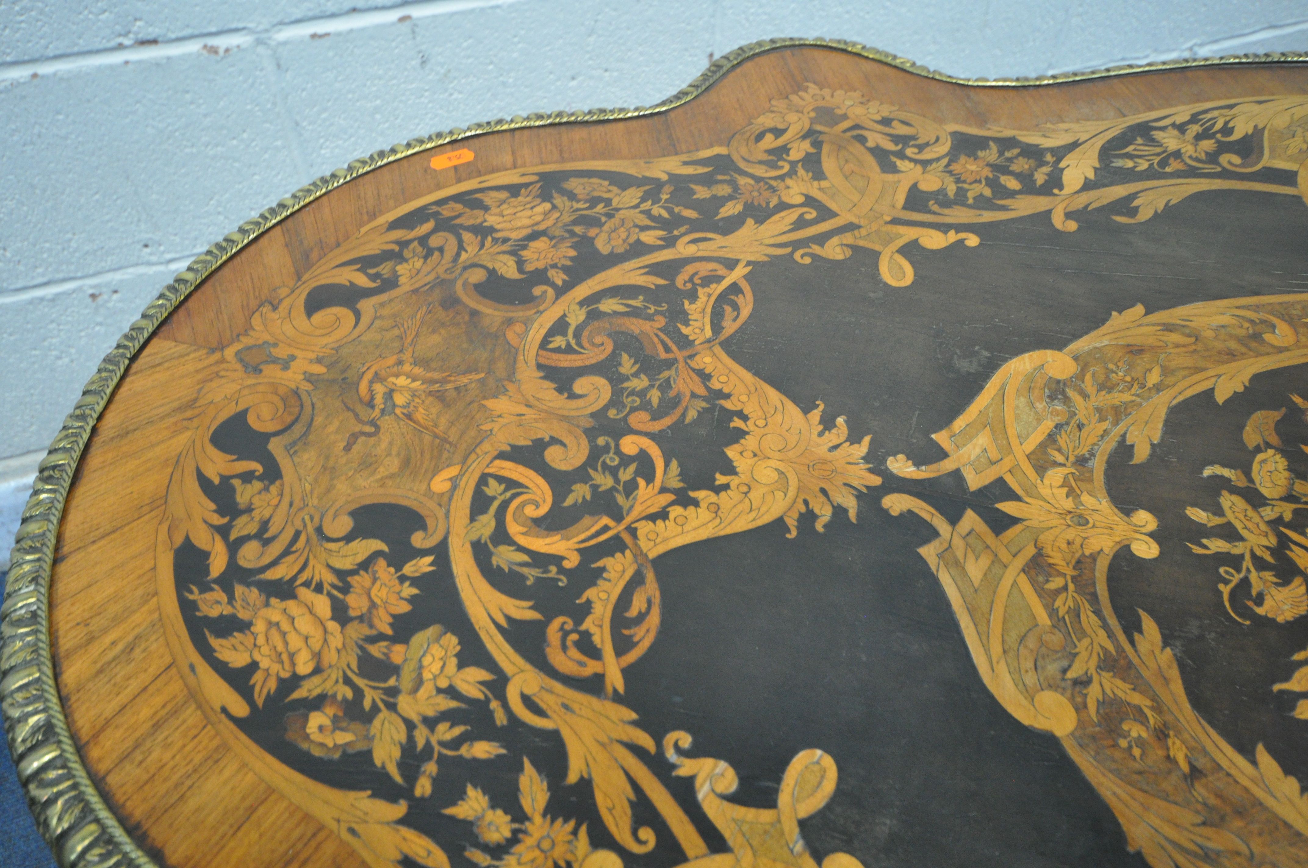 A LOUIS XVI STYLE KINGWOOD, EBONY AND MARQUETRY INLAID CENTRE TABLE, late 19th century, the and - Image 7 of 9