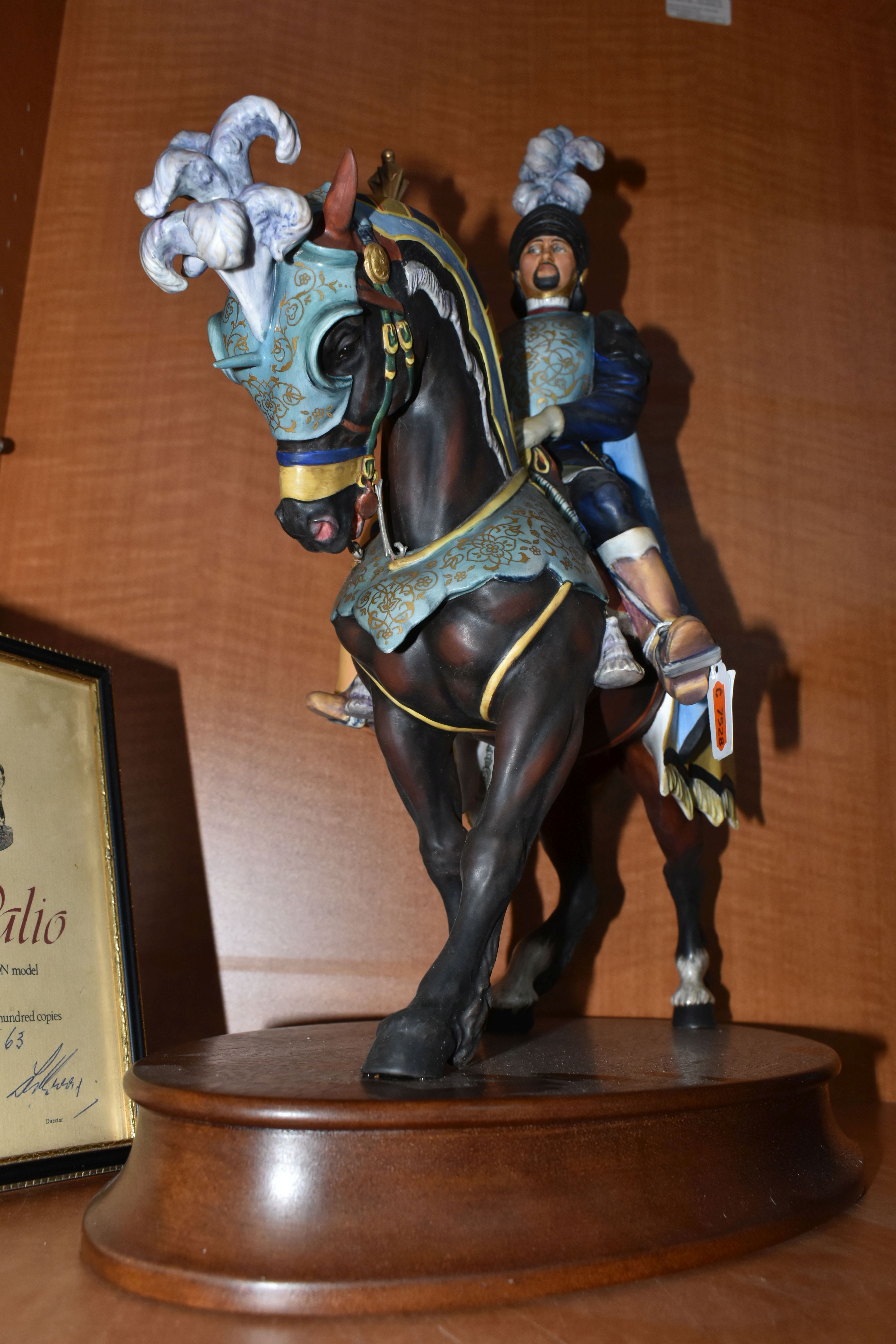 A ROYAL DOULTON LIMITED EDITION EQUESTRIAN FIGURE 'THE PALIO KNIGHT' HN2428, no.63/ 500, mounted - Image 4 of 11