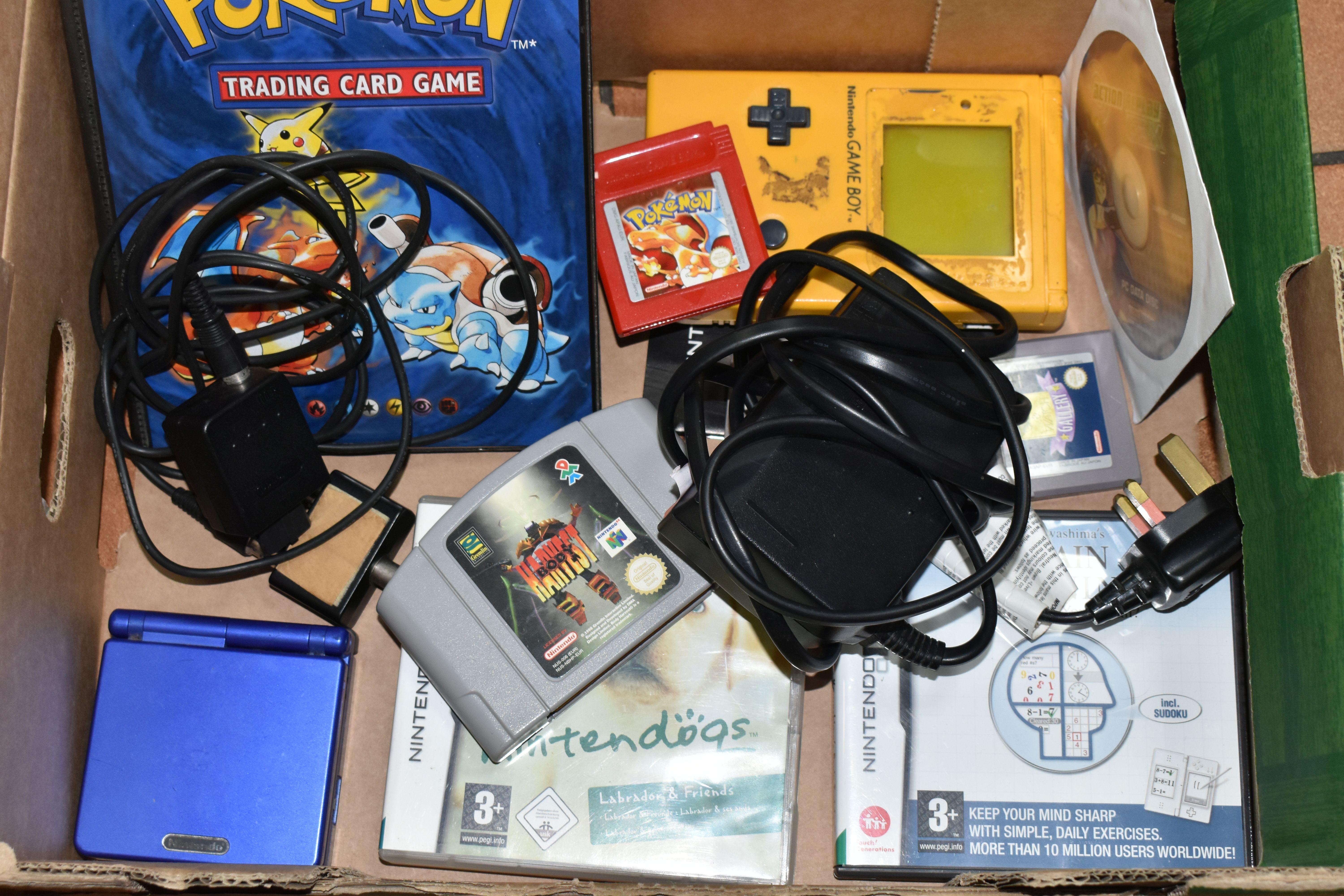 GAMEBOY ADVANCE SP, GAMEBOY, GAMES AND POKEMON CARDS, includes Monsters Inc, Super Mario Land,
