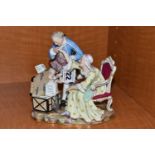 A LATE 19TH CENTURY MEISSEN SATIRICAL PORCELAIN FIGURE GROUP OF AN OLD LADY AND HER YOUNG LOVER