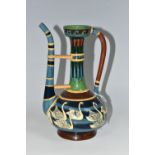 A WILEMAN & CO FOLEY 'INTARSIO' PERSIAN STYLE COFFEE POT, No. 3053, decorated with coloured bands,