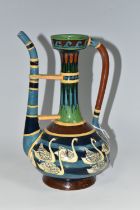 A WILEMAN & CO FOLEY 'INTARSIO' PERSIAN STYLE COFFEE POT, No. 3053, decorated with coloured bands,