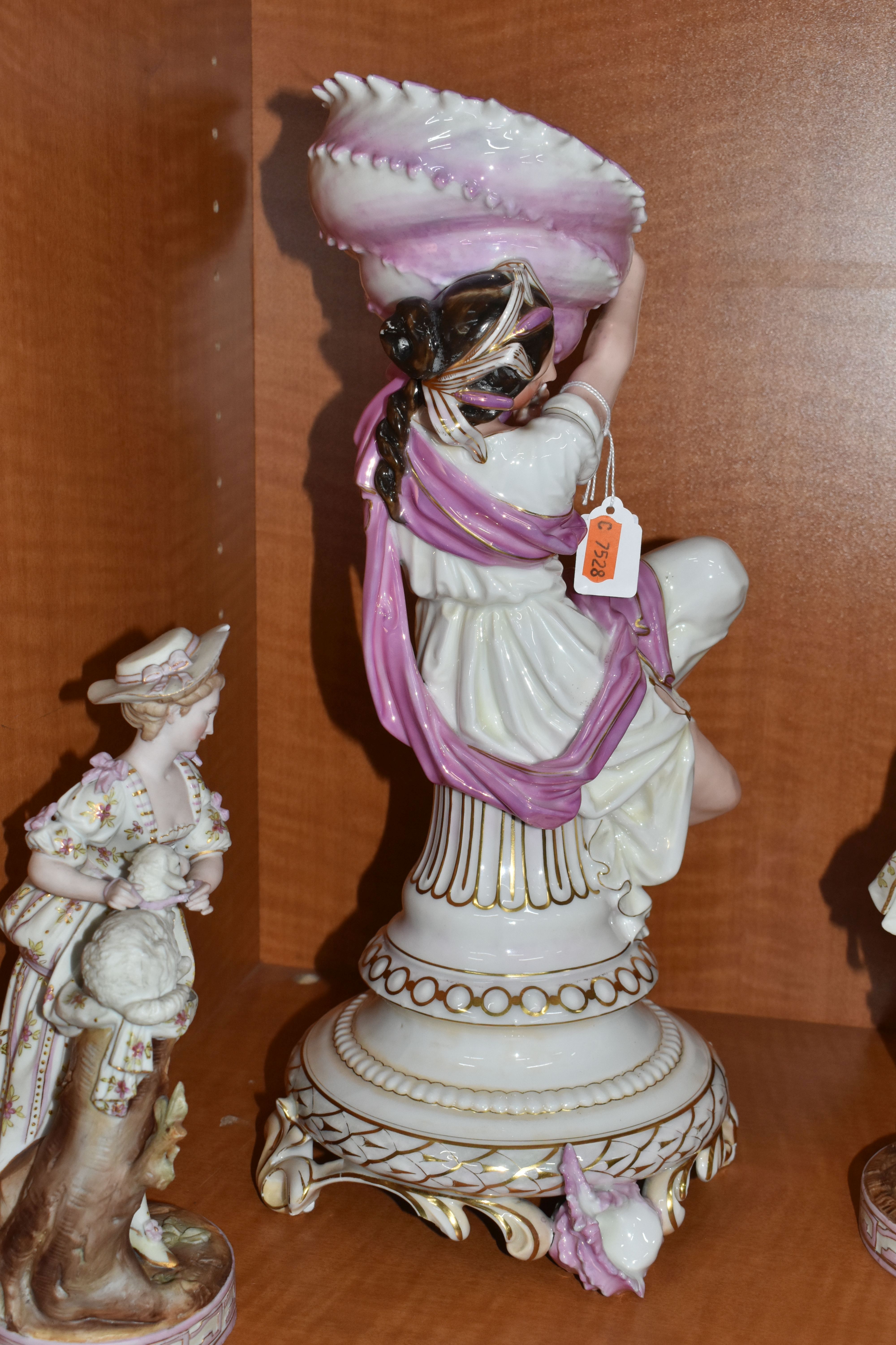 THREE LATE 19TH / EARLY 20TH CENTURY CONTINENTAL PORCELAIN FIGURES, comprising a French - Image 7 of 10
