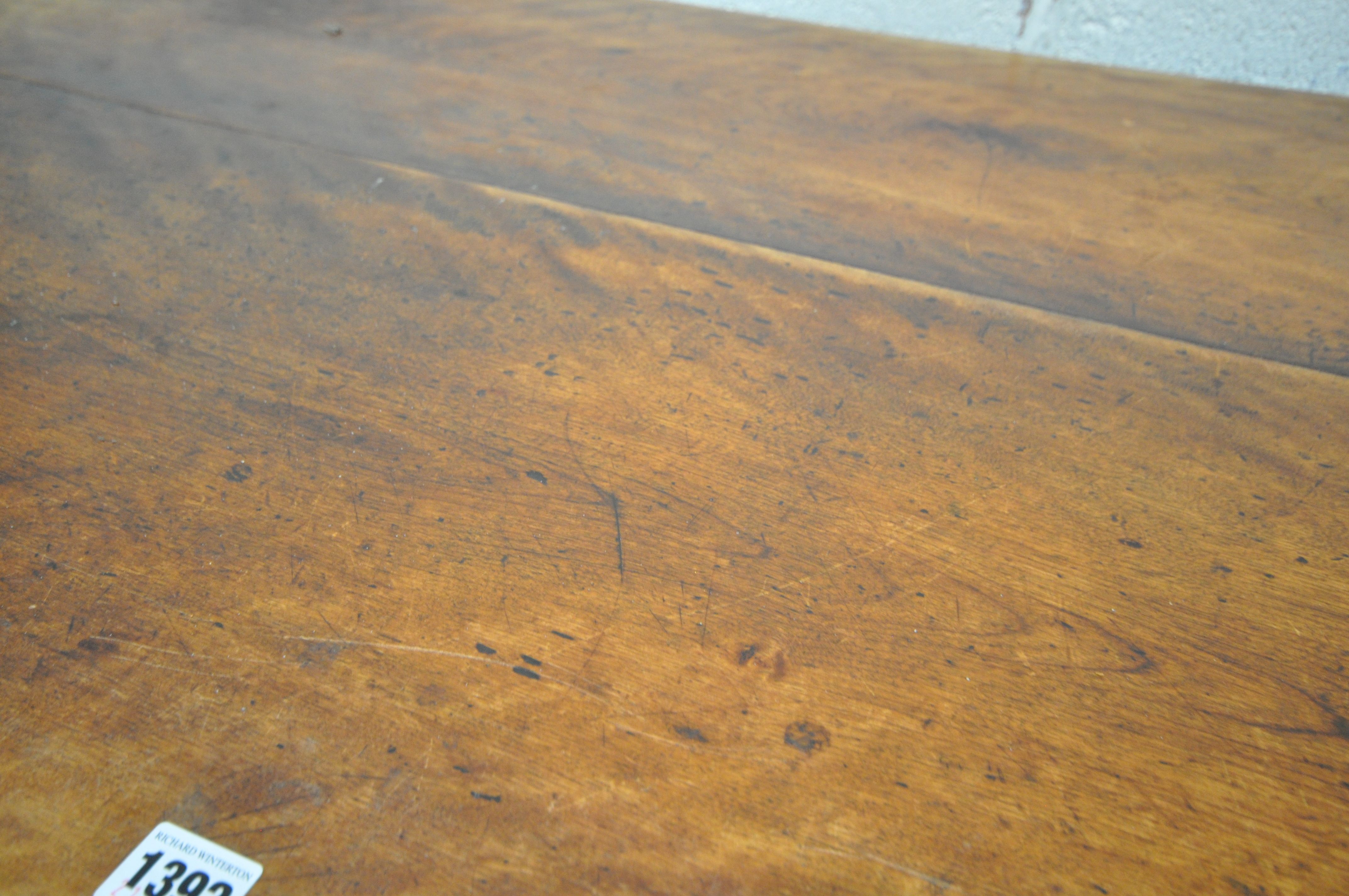 A VICTORIAN BIRCH RECTANGULAR TABLE, on turned legs, length 162cm x depth 79cm x height 73cm ( - Image 5 of 5