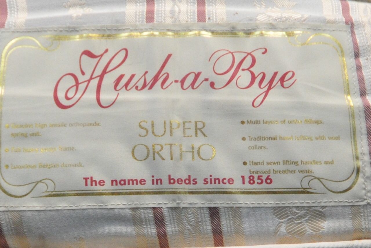 A HUSH-A-BYE SUPER ORTHO SMALL SINGLE DIVAN BED AND MATTRESS (condition report: general signs of - Image 2 of 2