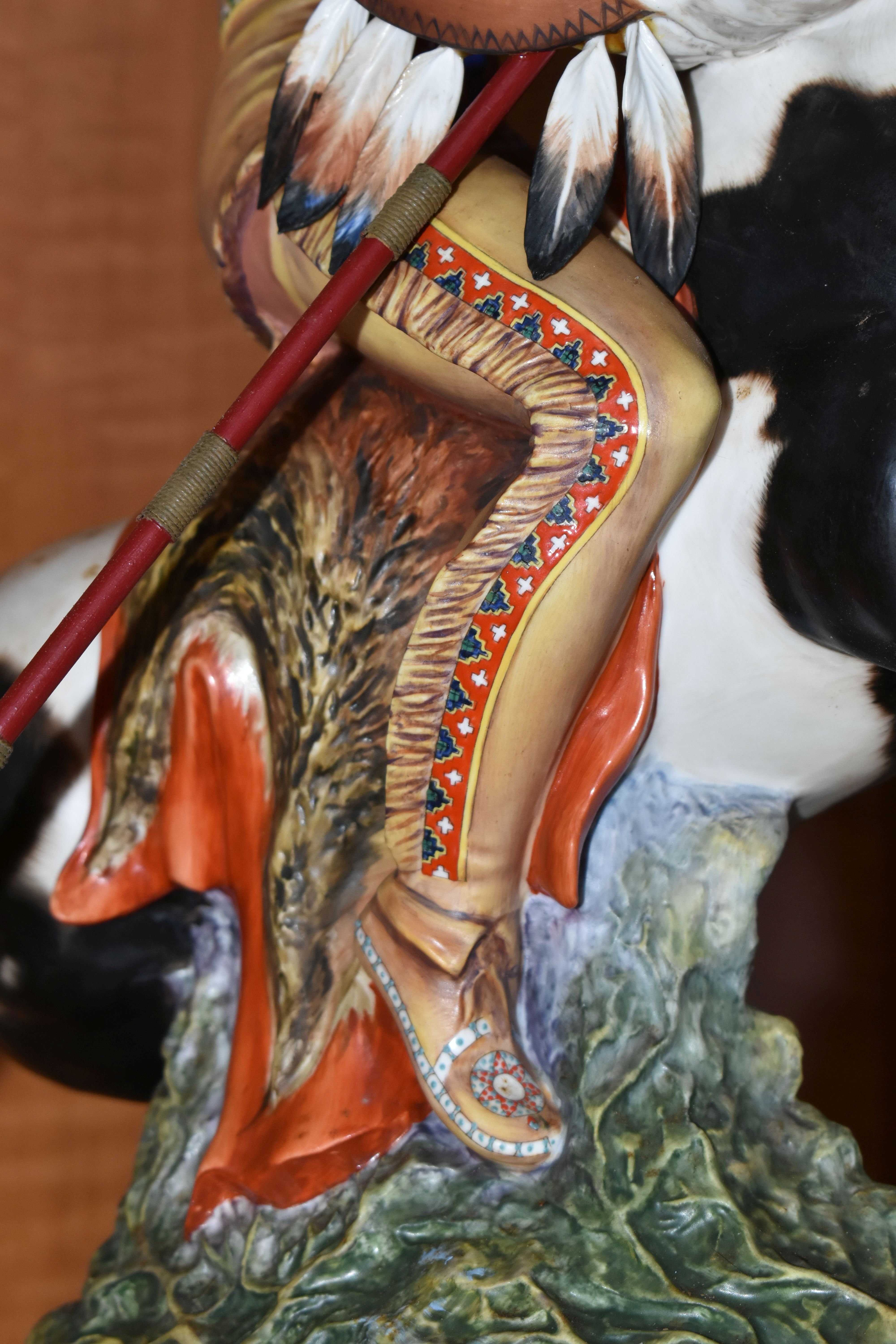 A ROYAL DOULTON LIMITED EDITION EQUESTRIAN FIGURE 'INDIAN BRAVE', HN2376, no.291/500, with a - Image 10 of 12