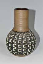 A GUY SYDENHAM FOR POOLE POTTERY 'ATLANTIS' RANGE VASE, an ovoid base with cylindrical neck, the