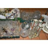 THREE BOXES OF GLASSWARE AND CERAMIC KITCHENWARE to include a variety of collectable plates from