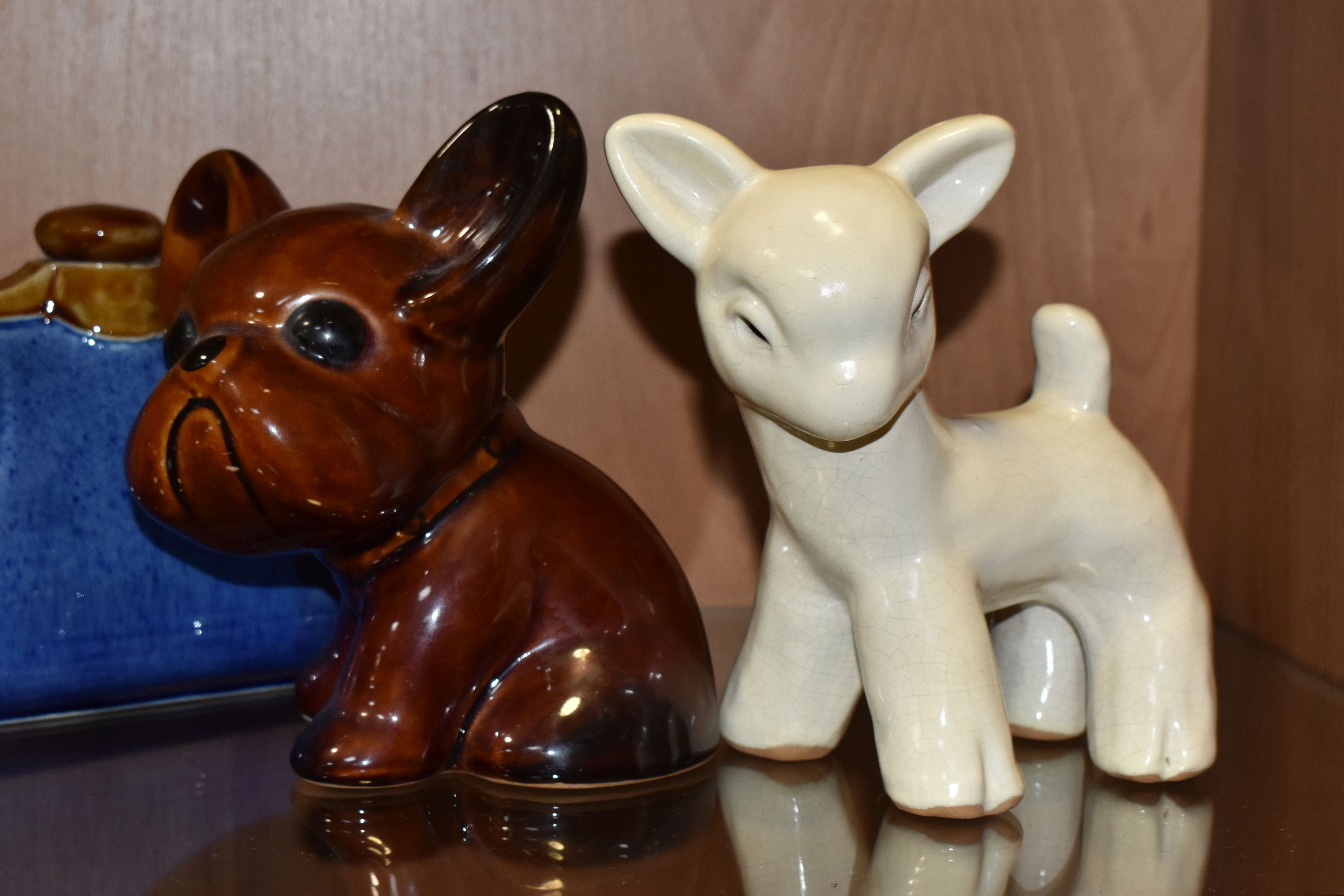 THREE PIECES OF BOURNE DENBY, comprising a lamb figure, height 16.5cm, a treacle glazed Danesby Ware - Image 3 of 7