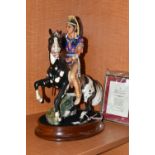 A ROYAL DOULTON LIMITED EDITION EQUESTRIAN FIGURE 'INDIAN BRAVE', HN2376, no.291/500, with a