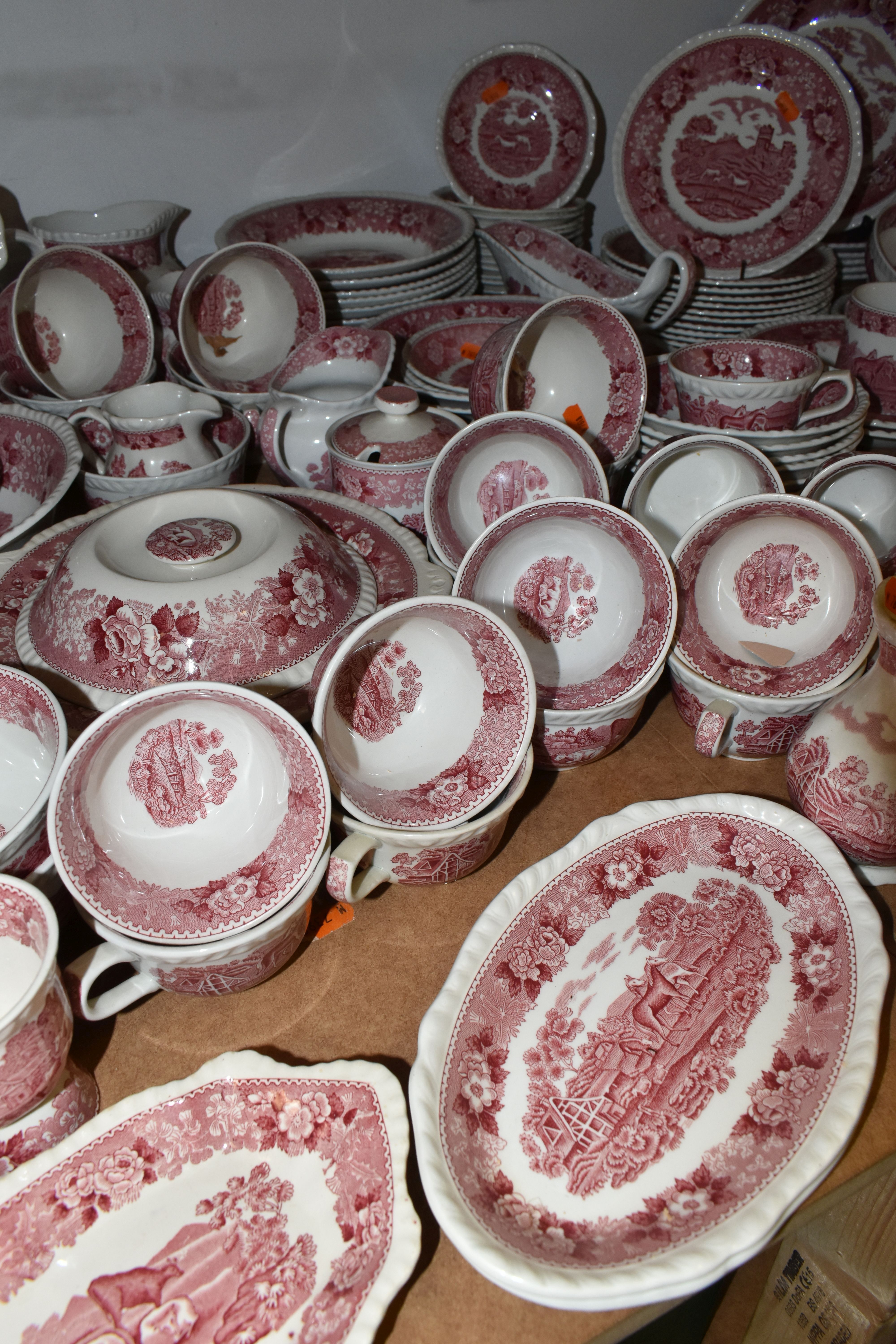 A LARGE COLLECTION OF 'ADAMS' DINNERWARE, red 'English Scenic' pattern including coffee cups, - Image 5 of 8