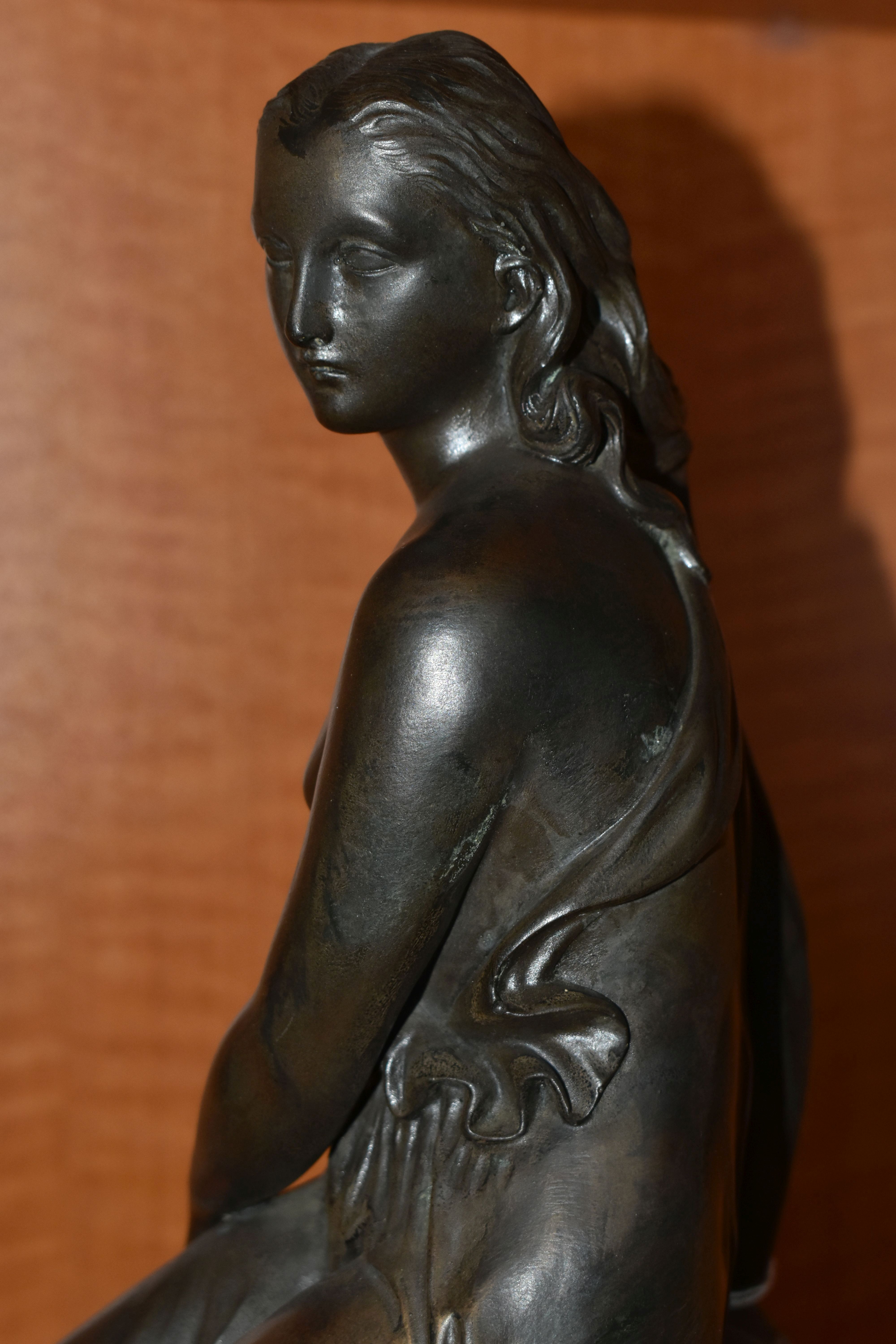A BRONZED RESIN MODEL OF A SCANTILY CLAD SEATED CLASSICAL FEMALE AND TWO KARIN JONZEN BRONZED - Image 13 of 15