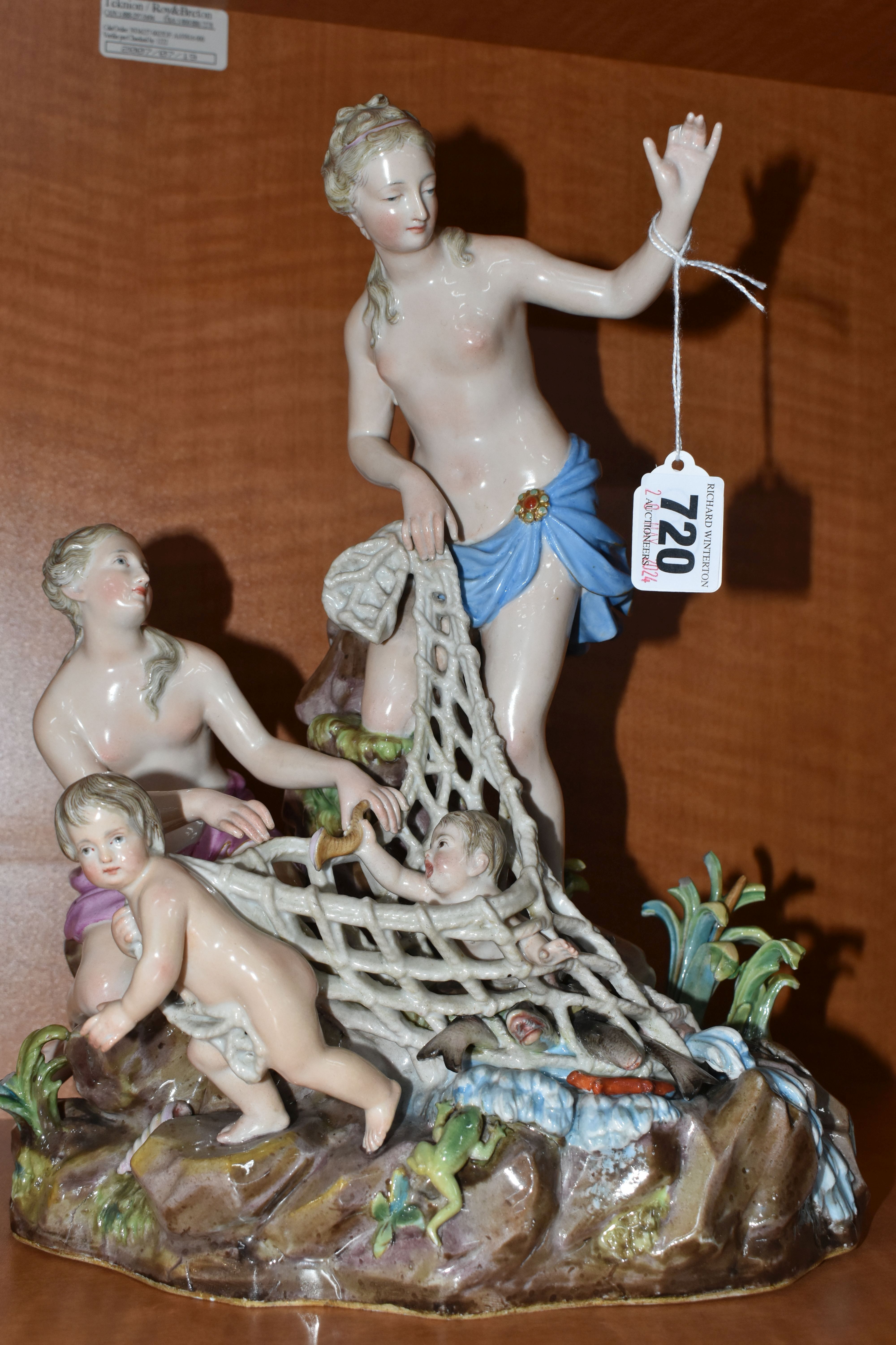 A 19TH CENTURY MEISSEN PORCELAIN FIGURE GROUP 'CAPTURE OF THE TRITONS', originally modelled by J J - Image 4 of 10