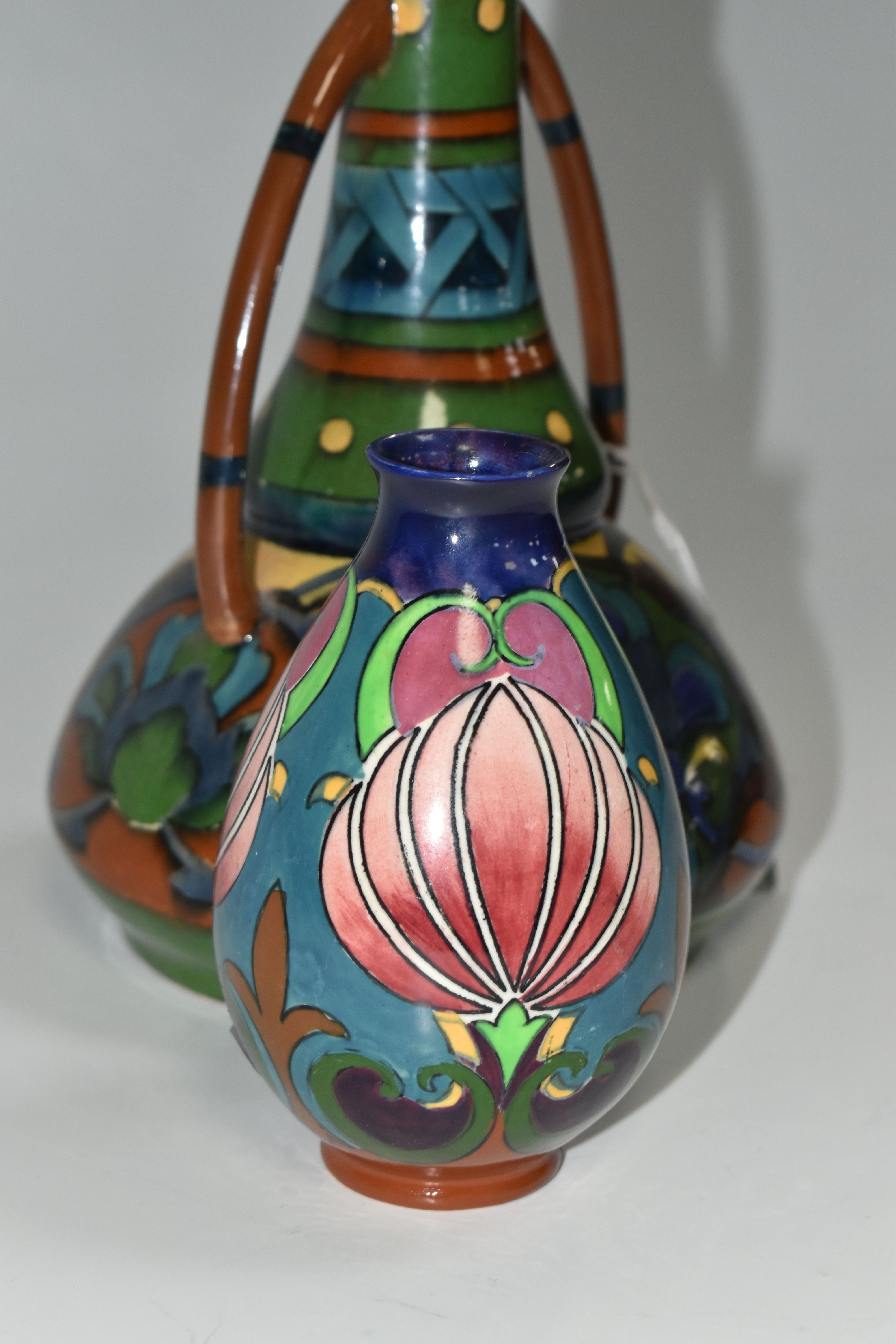 TWO WILEMAN & CO FOLEY INTARSIO VASES, comprising a twin handled vase, model no 3042, height 24cm, - Image 2 of 6