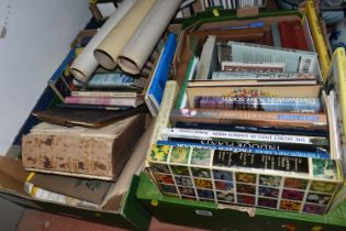 THREE BOXES OF BOOKS AND A COLLECTION OF ARCHITECTURAL BLUEPRINTS FOR A PROPERTY IN BURTON ON TRENT,