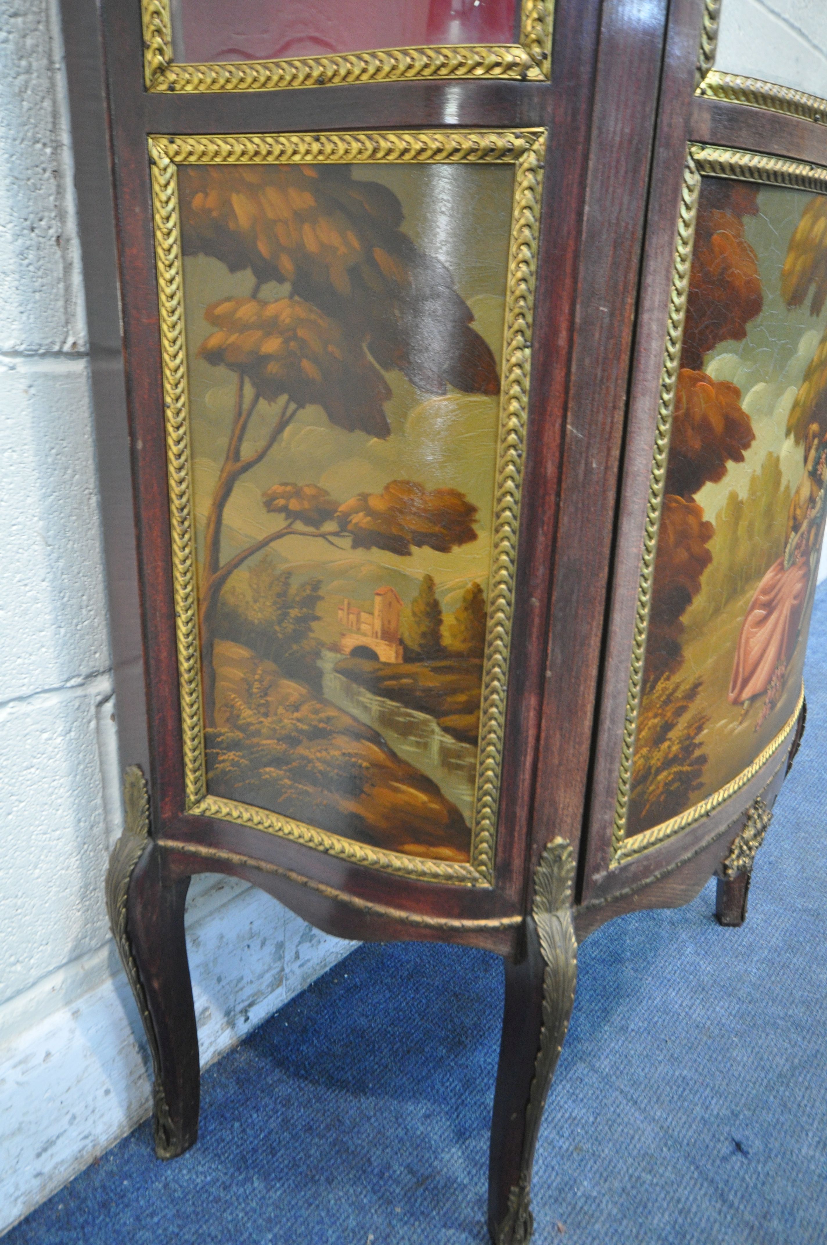 A LOUIS XV STYLE MAHOGANY SINGLE DOOR VITRINE, with foliate gilt metal mounts, pierced gallery, - Bild 7 aus 7