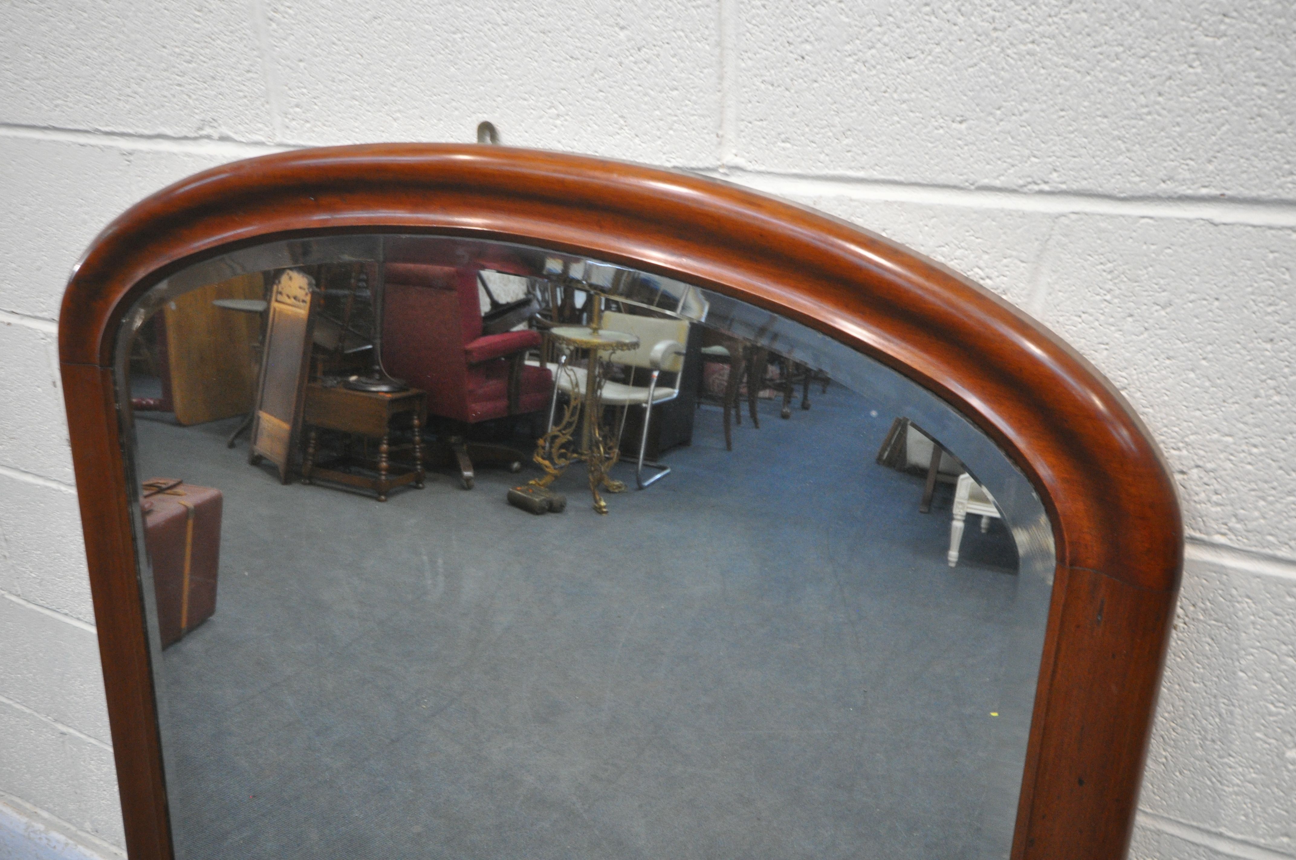 A VICTORIAN MAHOGANY OVERMANTEL MIRROR, with a bevelled plate, 110cm x 132cm (condition report: - Image 2 of 3