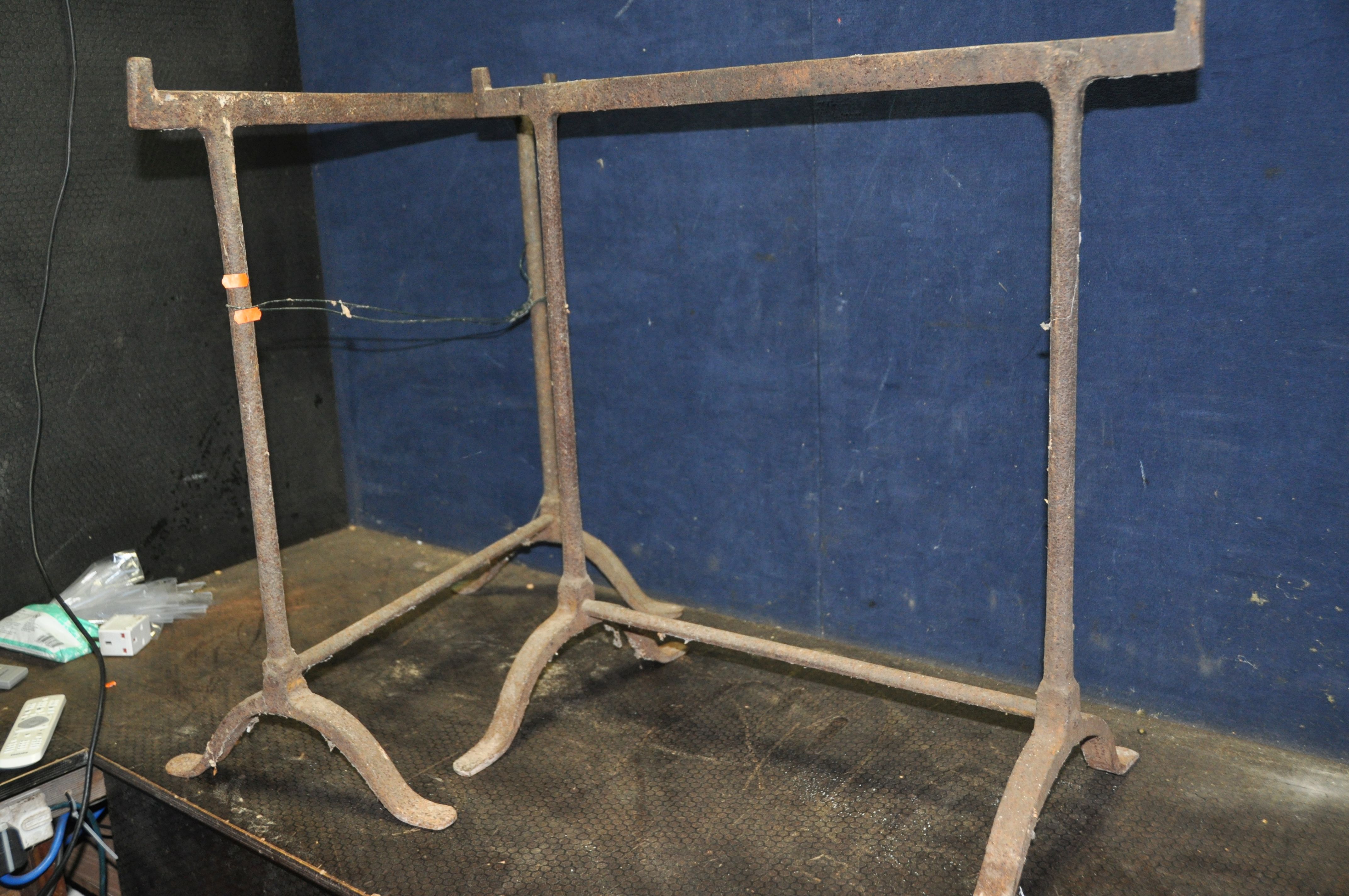 A PAIR OF VICTORIAN CAST IRON TABLE TRESTLES height 73cm width for top 73cm (pitted surface rust) - Image 2 of 2