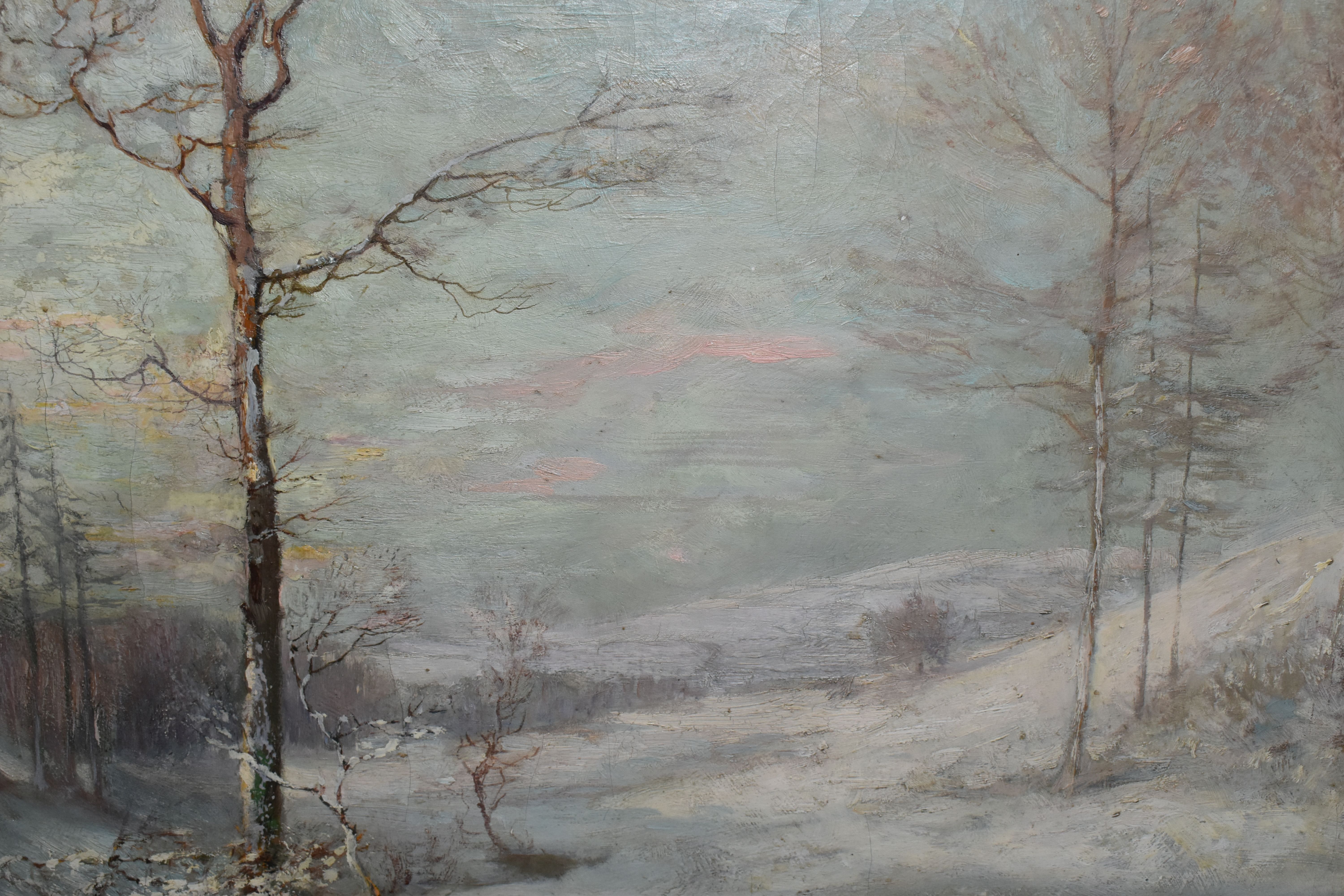 AUSTIN WINTERBOTTOM (1860-1919) TWO WINTER LANDSCAPES, the first depicts a stream running through - Image 8 of 10