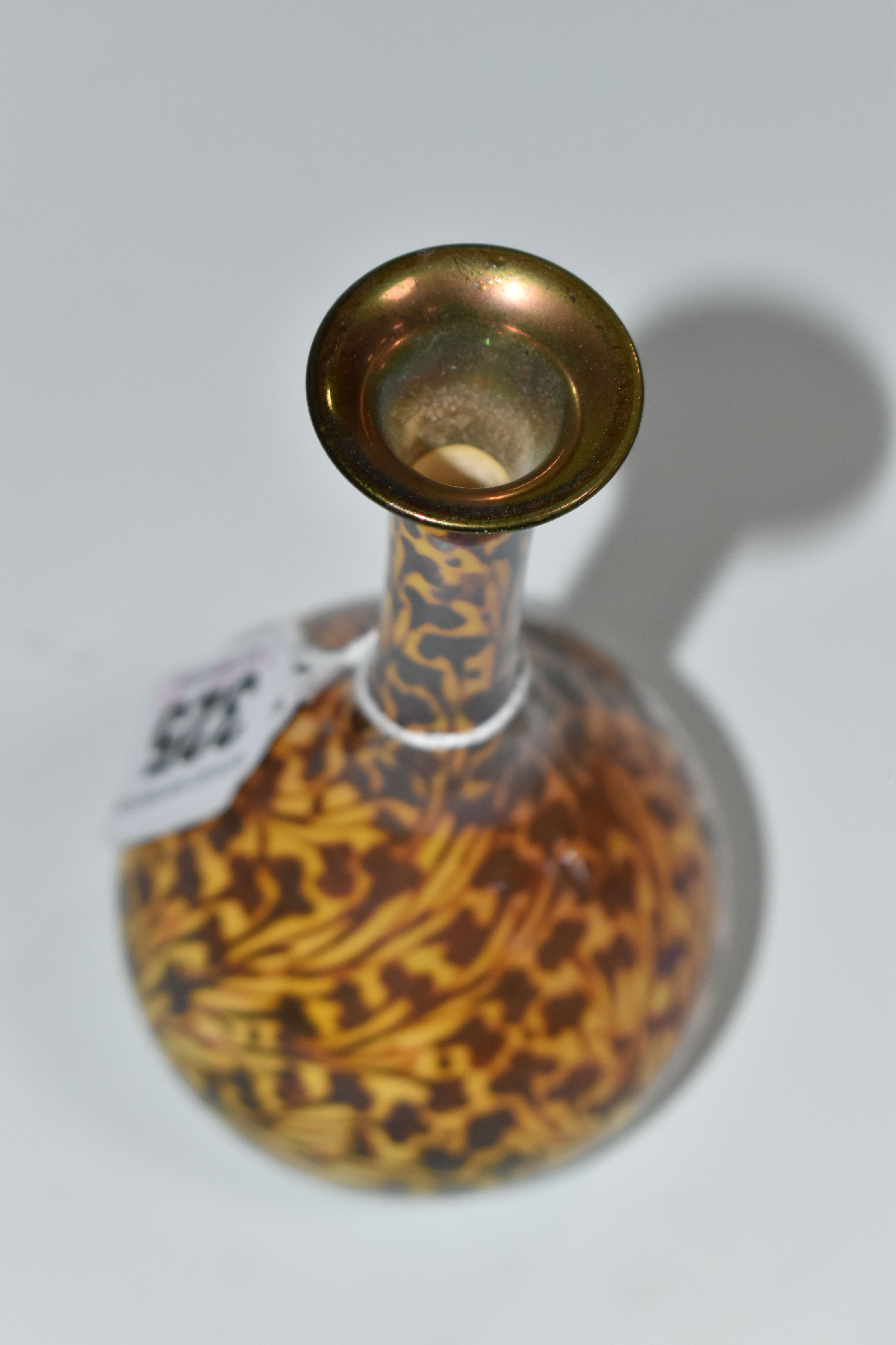 A PILKINGTON'S BUD VASE, with foliate decoration on a yellow ground, model no 2598, impressed P - Image 4 of 5