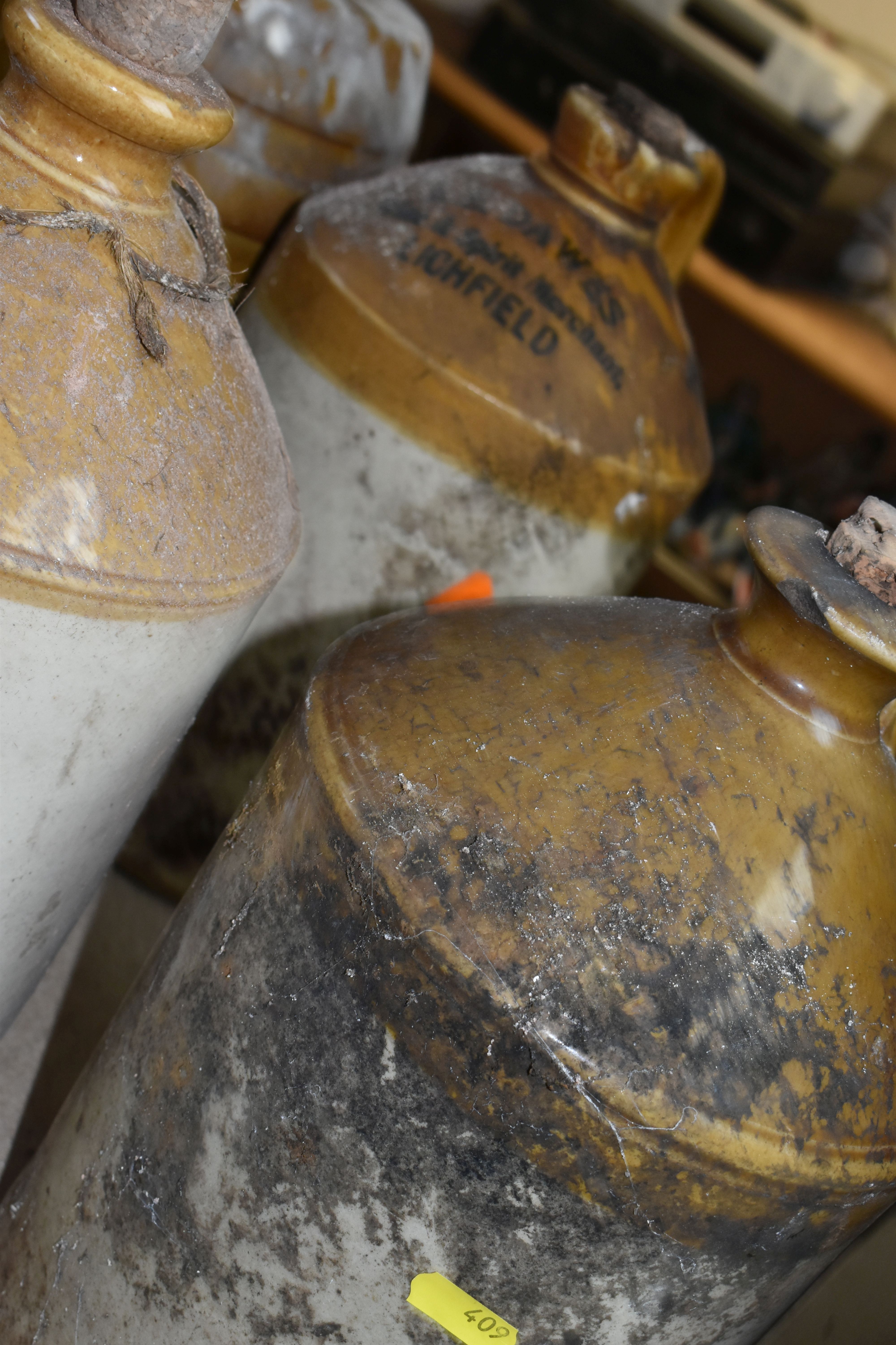 A COLLECTION OF STAFFORDSHIRE BREWERY GLAZED FLAGONS/STONEWARE including 'A.J.Burgess Botanical - Image 4 of 5