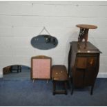 AN EARLY 20TH CENTURY MAHOGANY GRAMOPHONE CABINET, with a hinged lid and two pairs of doors, width