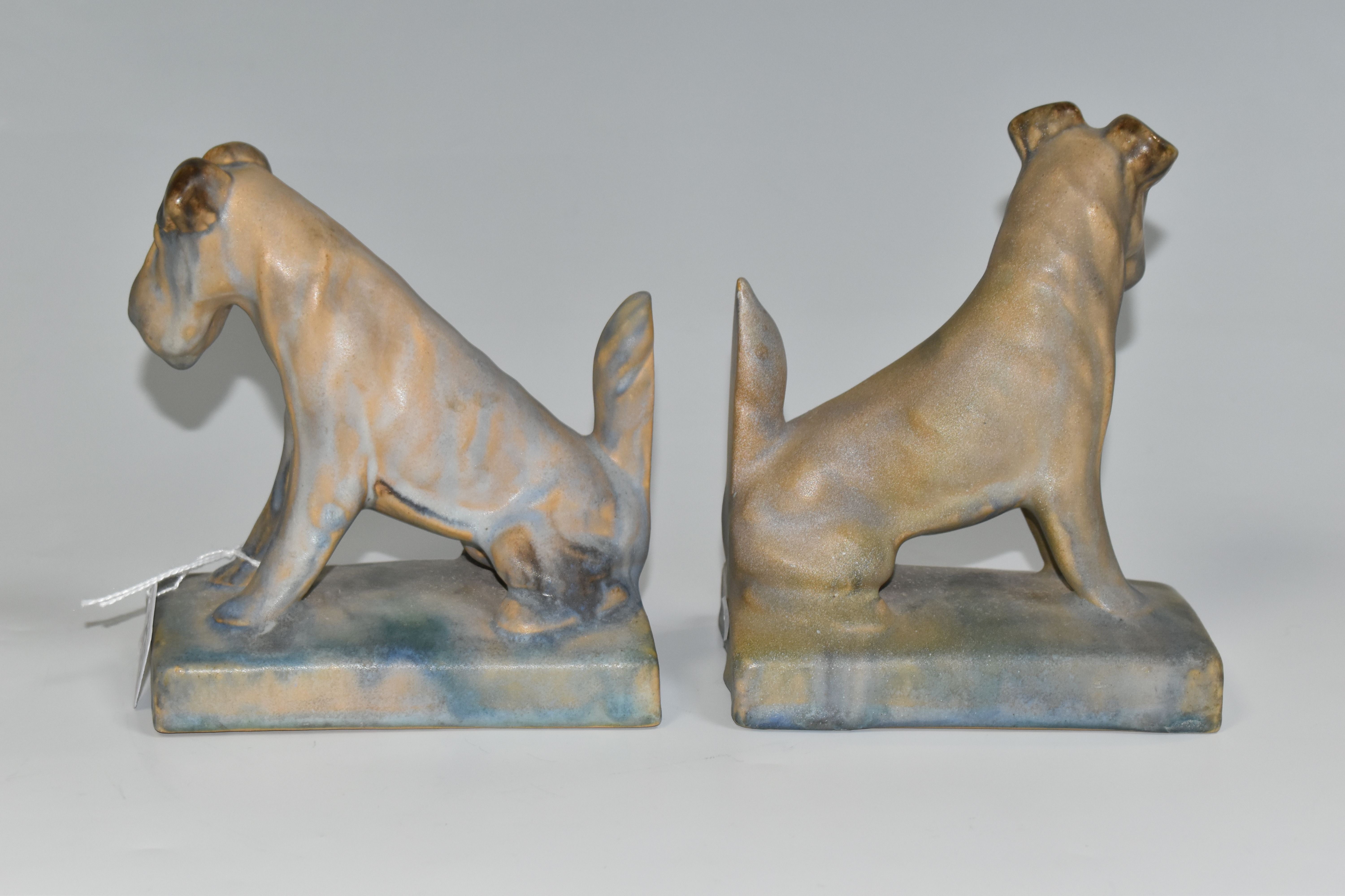 A PAIR OF BOURNE DENBY TERRIER BOOKENDS, 1920s-1930s Danesby Ware, printed marks to base, height - Image 3 of 5