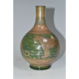 A PILKINGTON'S VASE, decorated with leopards on a mid-green ground, P and Bs impressed mark to