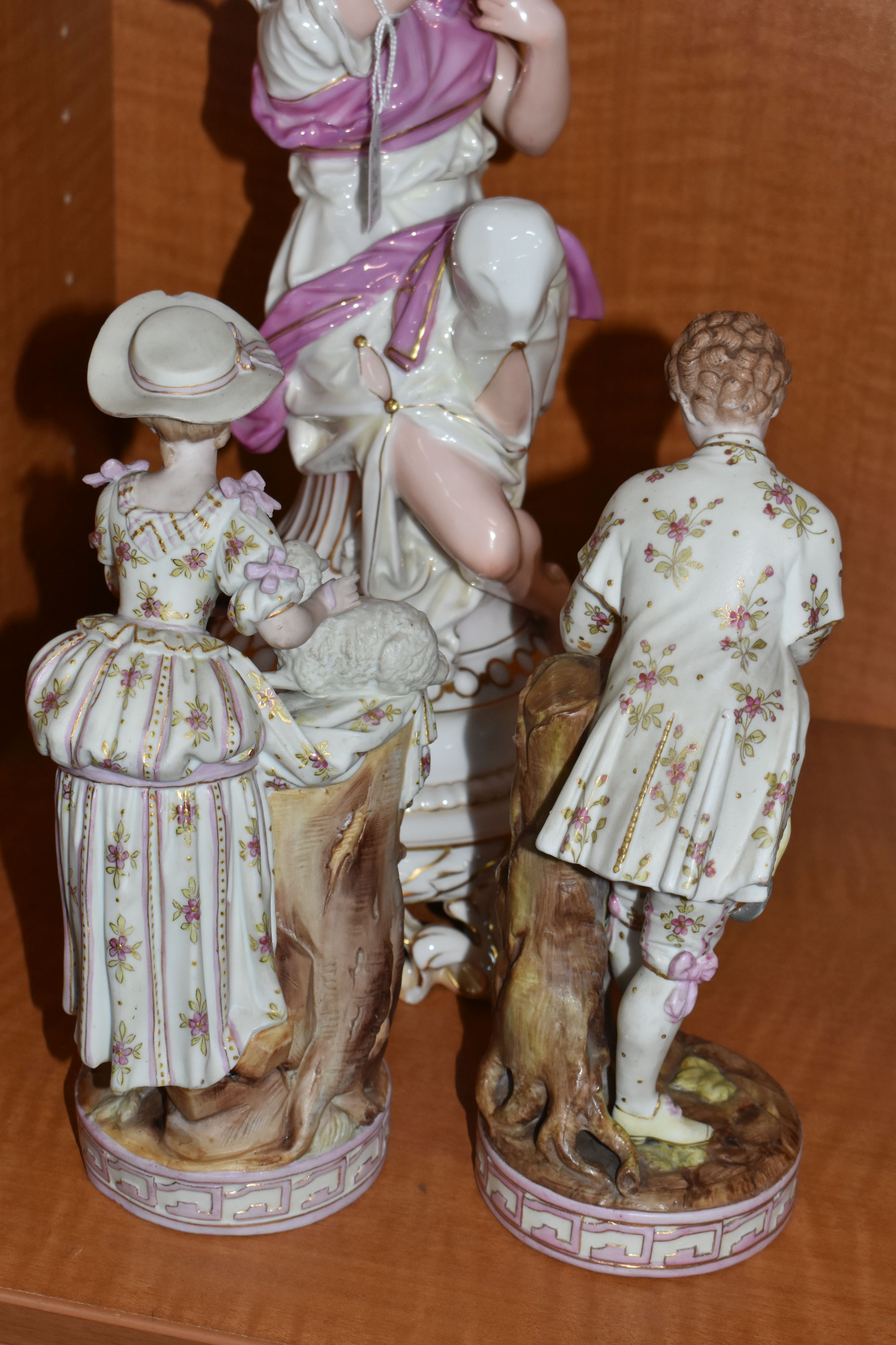 THREE LATE 19TH / EARLY 20TH CENTURY CONTINENTAL PORCELAIN FIGURES, comprising a French - Image 4 of 10