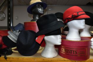 A LARGE COLLECTION OF HATS BY CHRISTY'S OF LONDON AND SIMILAR, comprising 100% wool felt trilbies,