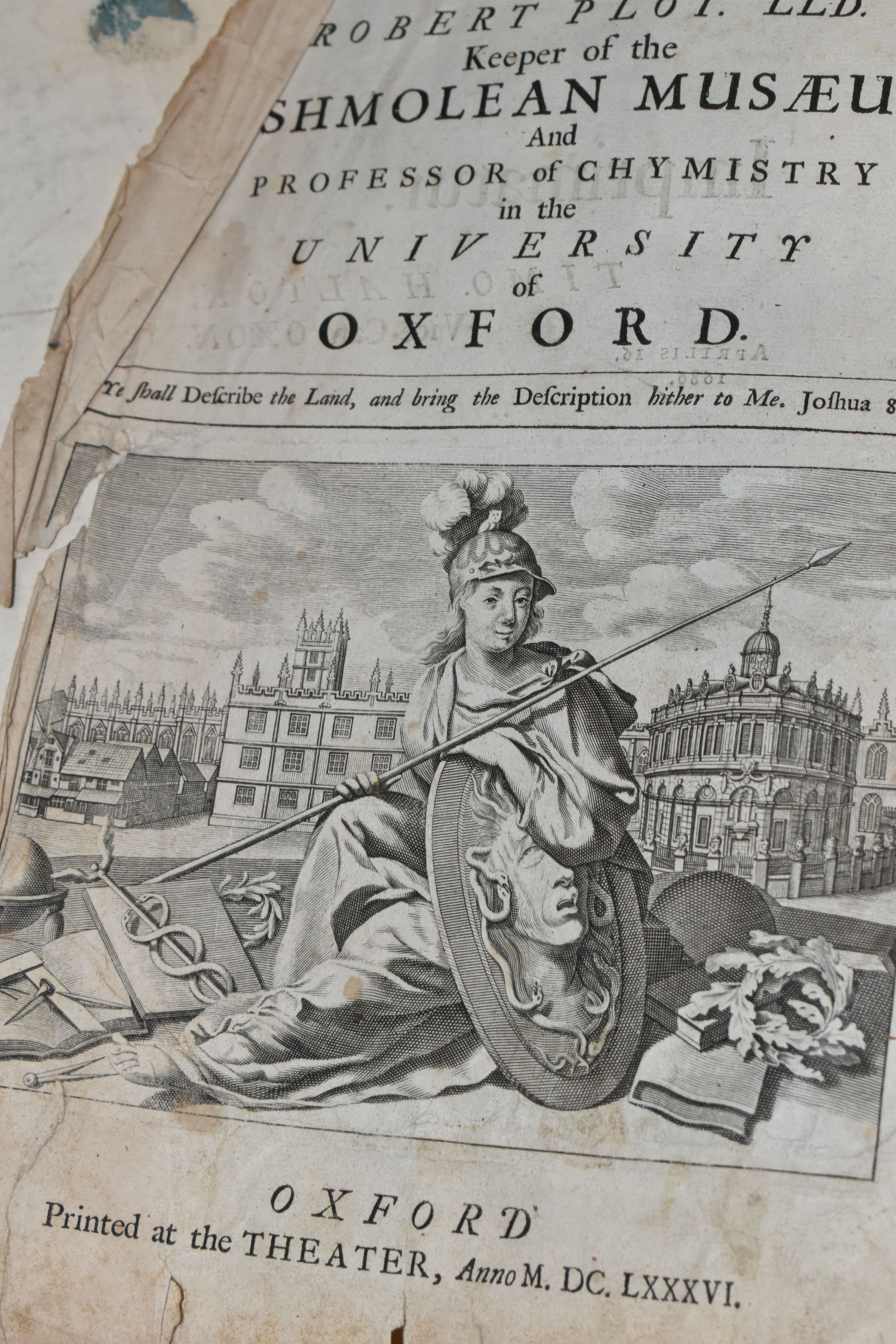 PLOT; ROBERT, THE NATURAL HISTORY OF STAFFORDSHIRE, printed at the Theatre Oxford 1686 front and - Image 2 of 16