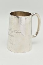 A GEORGE V SILVER CHRISTENING CUP, polished cup, personal engraving reads 'David Michael Roy Hickman