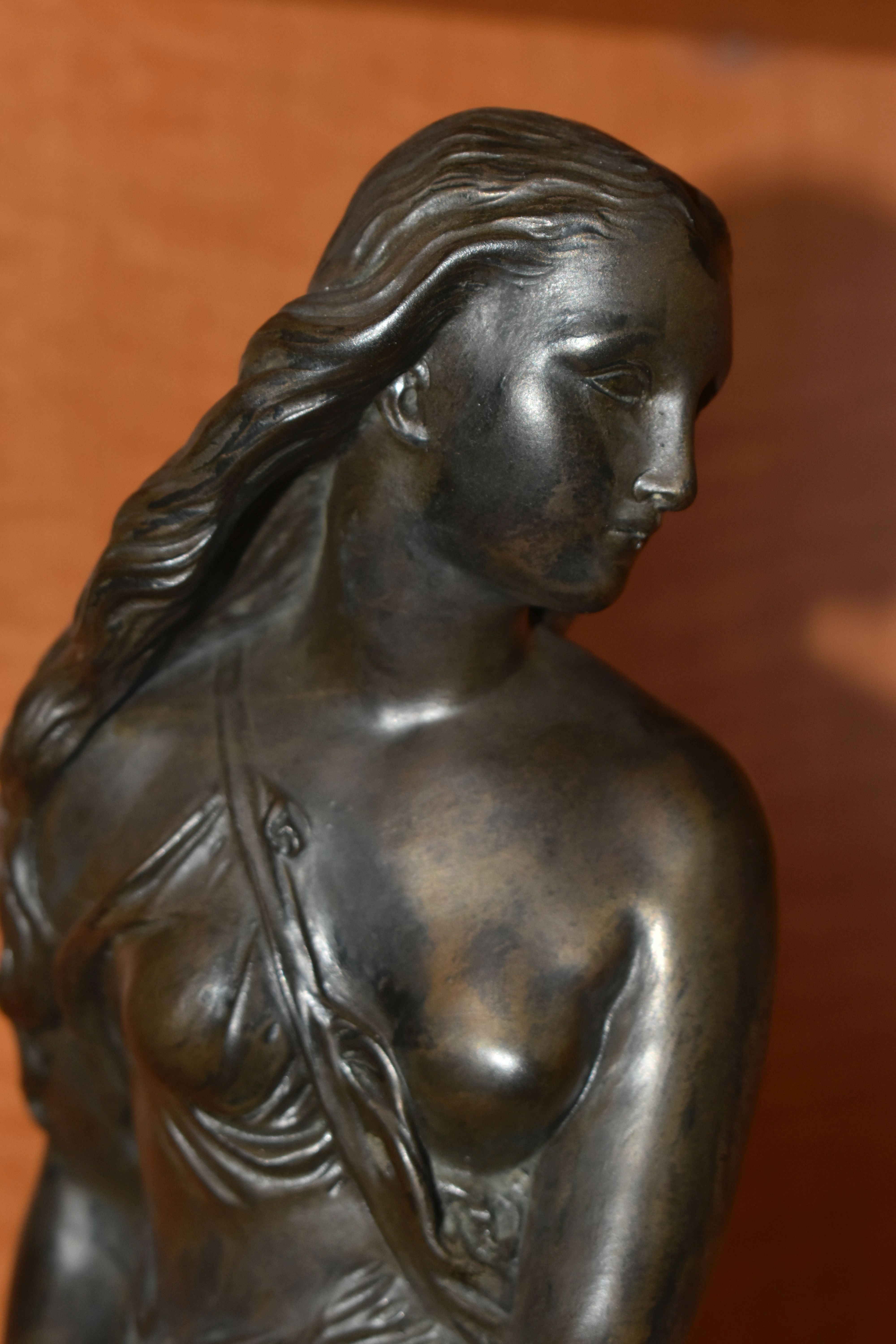 A BRONZED RESIN MODEL OF A SCANTILY CLAD SEATED CLASSICAL FEMALE AND TWO KARIN JONZEN BRONZED - Image 3 of 15