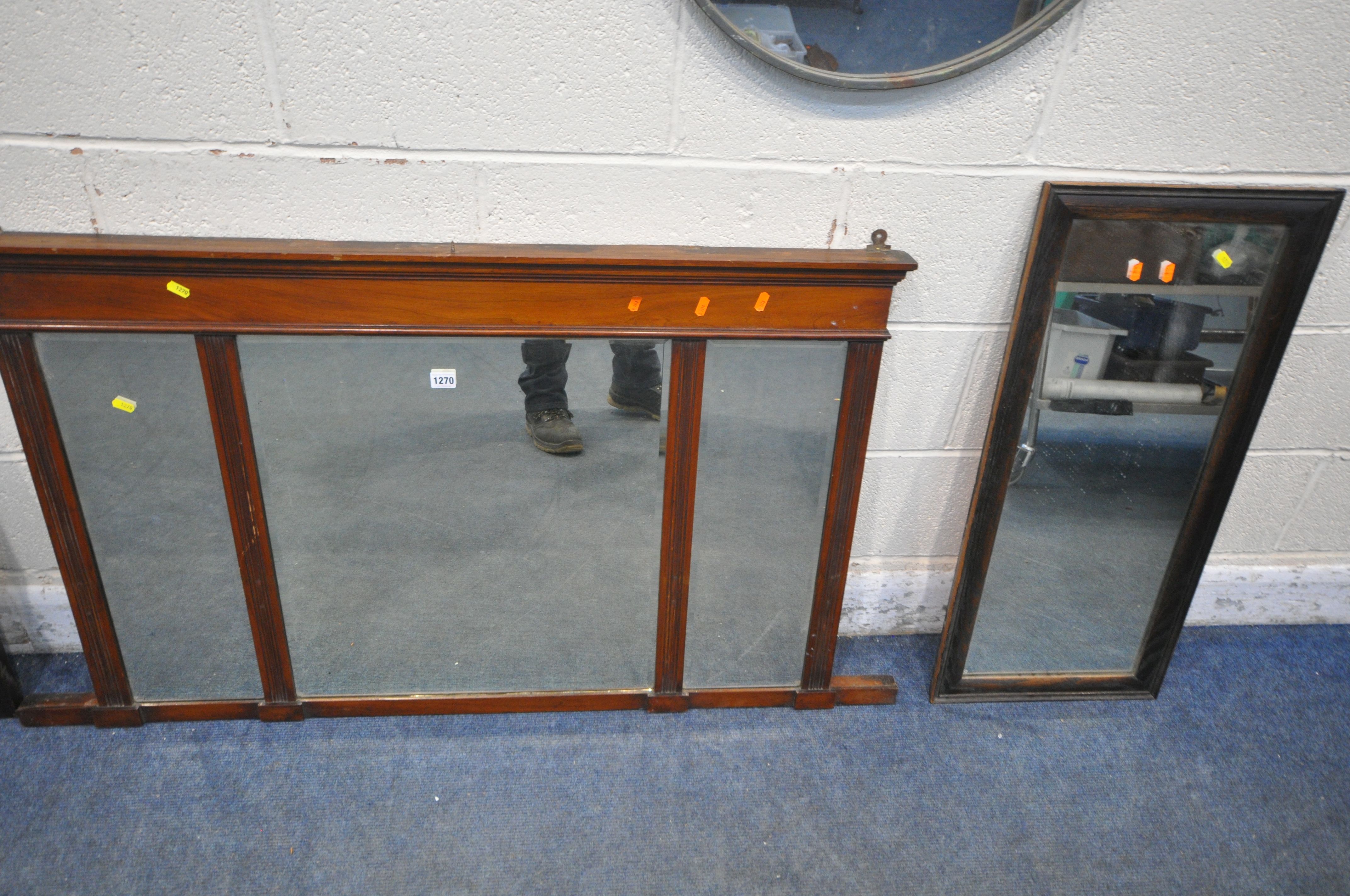 SIX VARIOUS WALL MIRRORS, of various ages and styles, to include an Edwardian overmantel mirror, a - Image 5 of 5