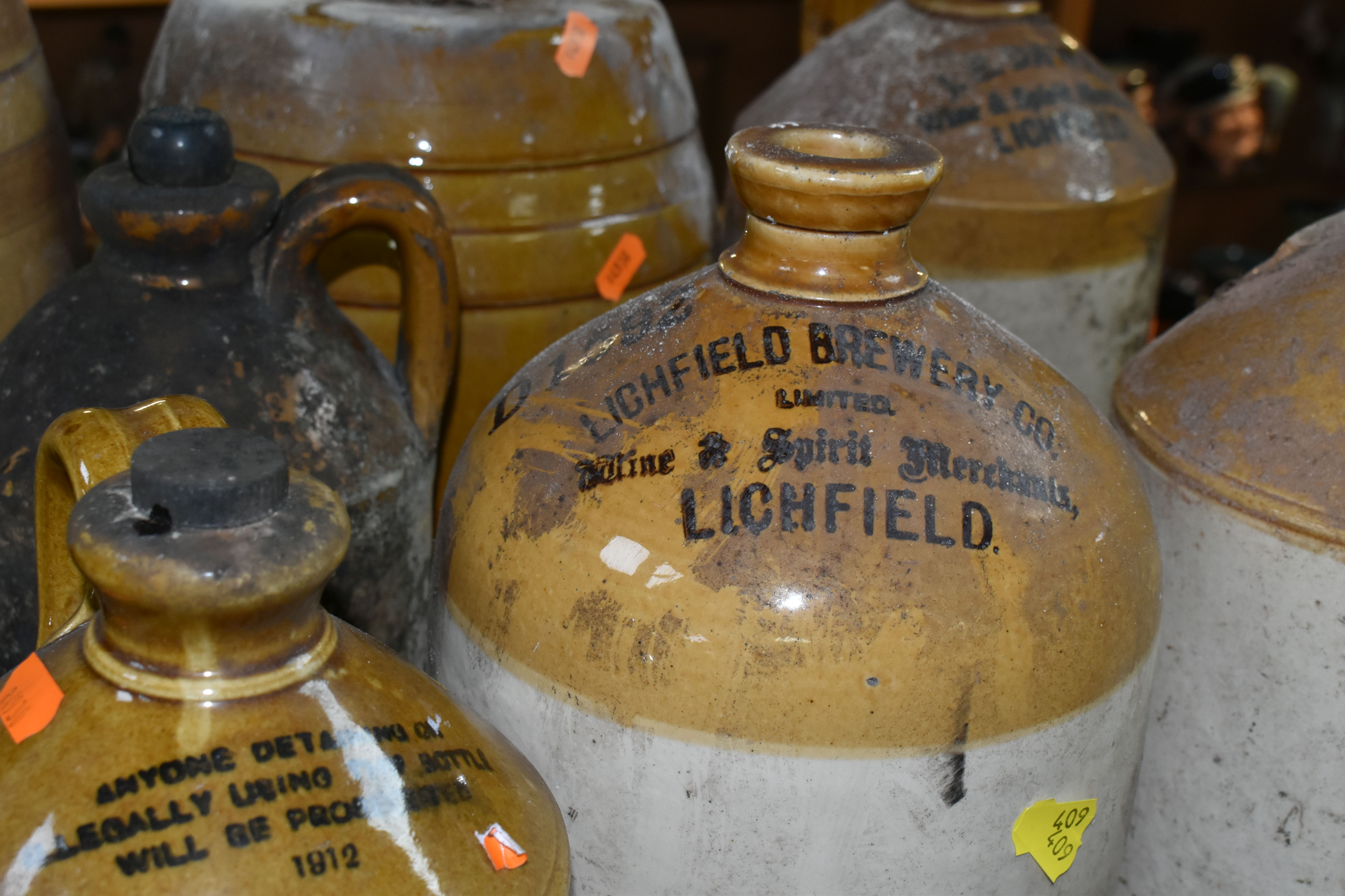 A COLLECTION OF STAFFORDSHIRE BREWERY GLAZED FLAGONS/STONEWARE including 'A.J.Burgess Botanical - Image 3 of 5