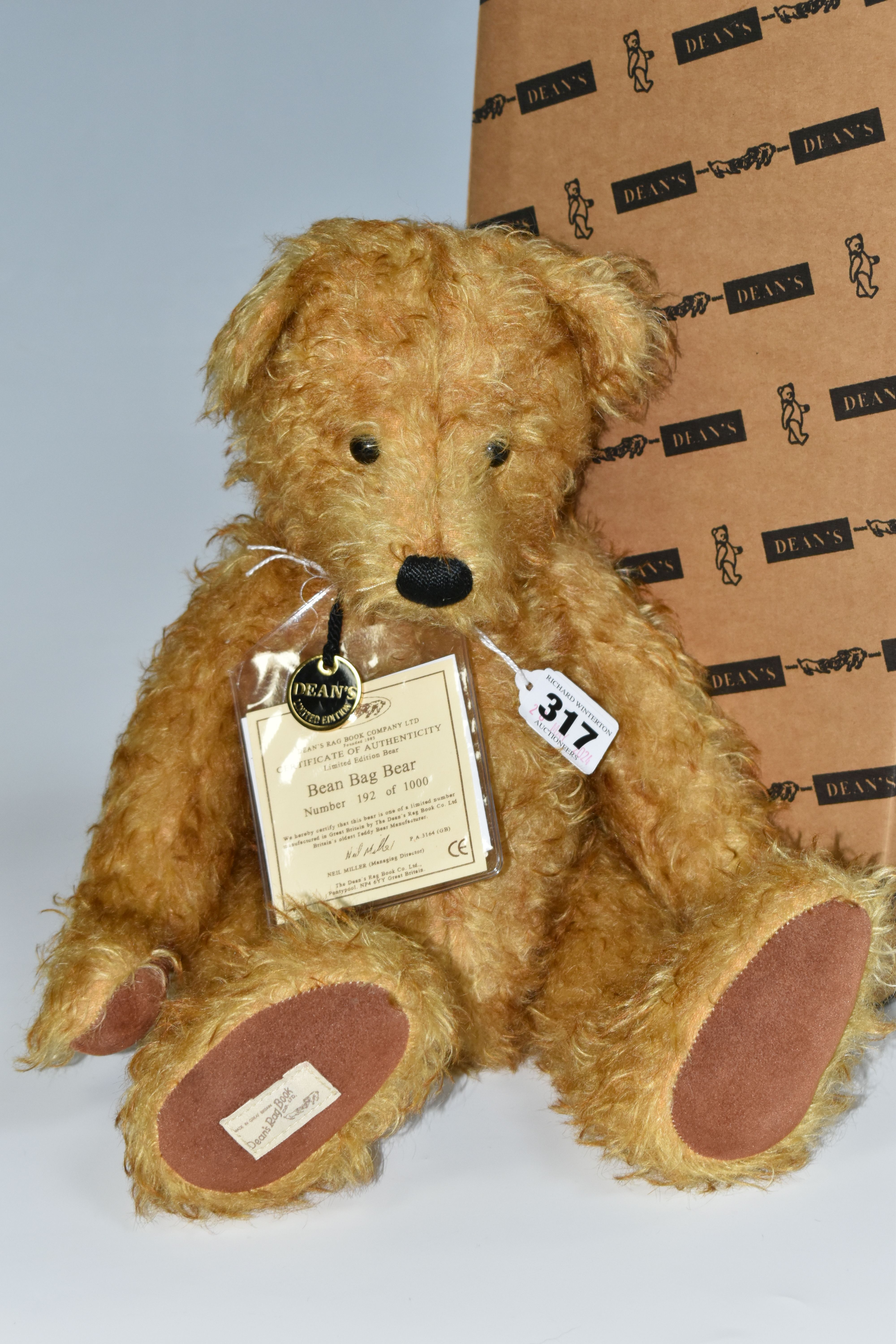 A BOXED LIMITED EDITION DEAN'S RAG BOOK TEDDY BEAR, 'Bean Bag Bear' with attached certificate