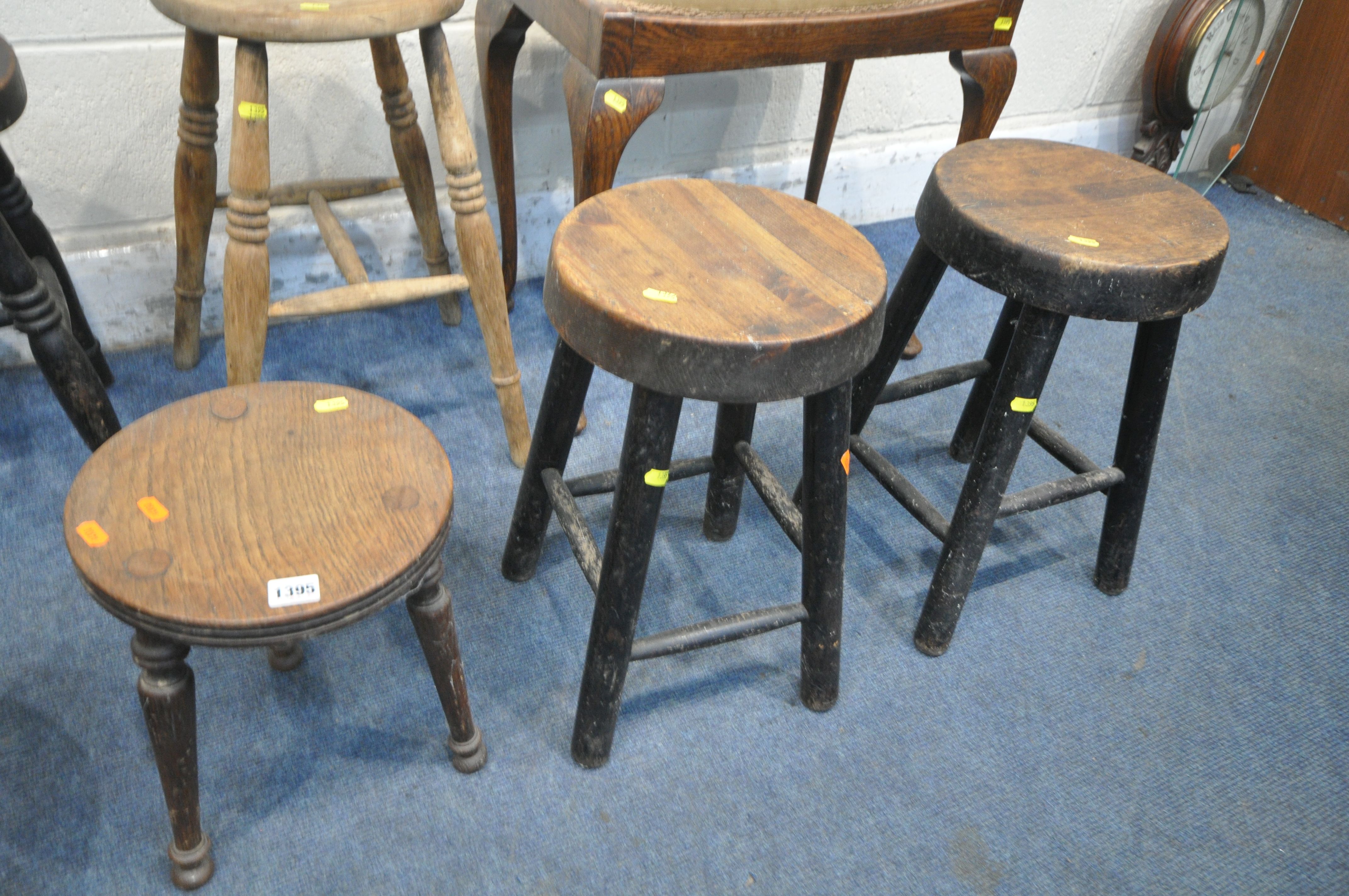 A SELECTION OF STOOLS, of various ages and styles, to include a circular and oval bergère stool, - Image 4 of 5
