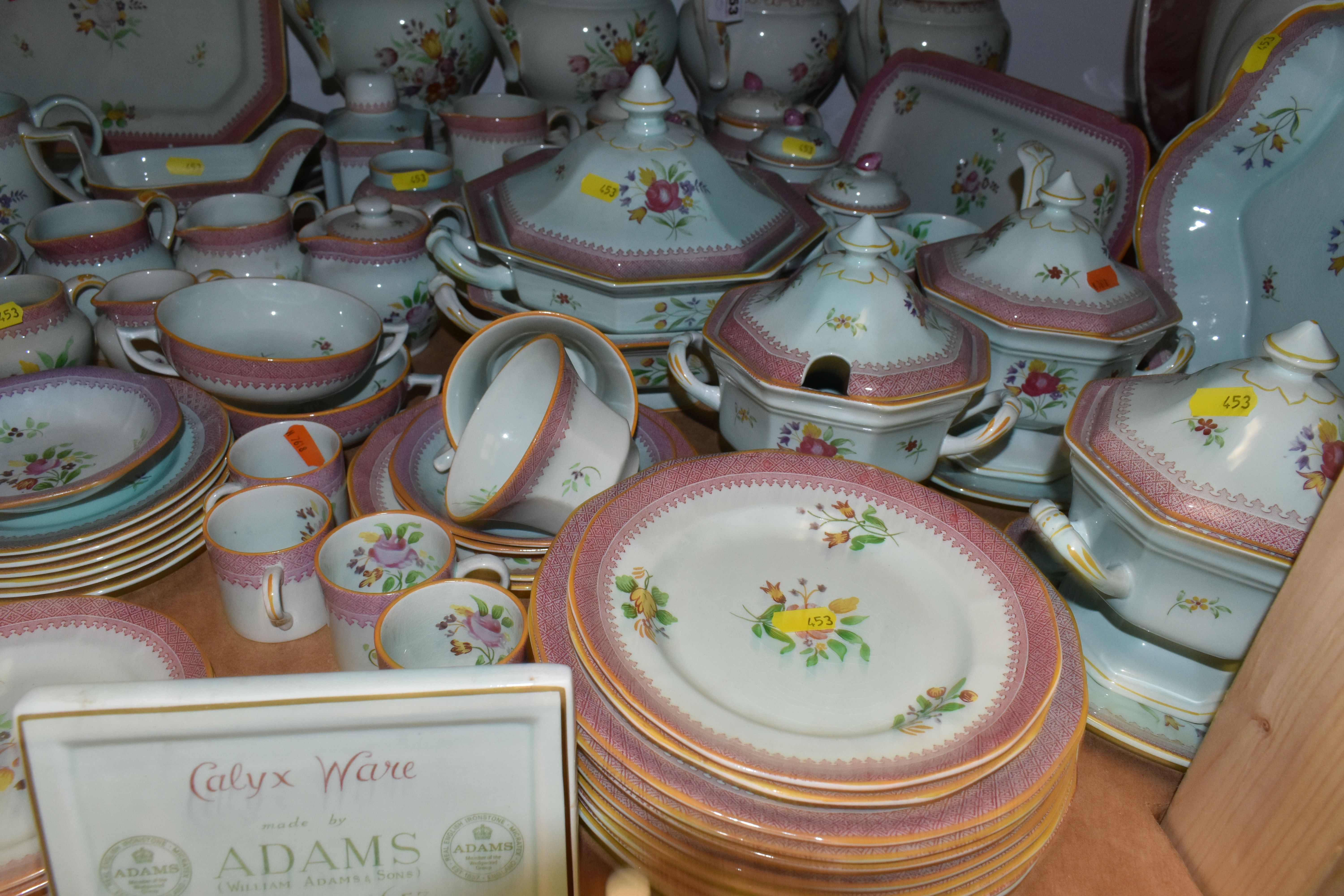 A LARGE ADAMS TEA AND DINNER SET IN HAND-PAINTED 'CALYX WARE' PATTERN to include coffee cups, - Image 4 of 6