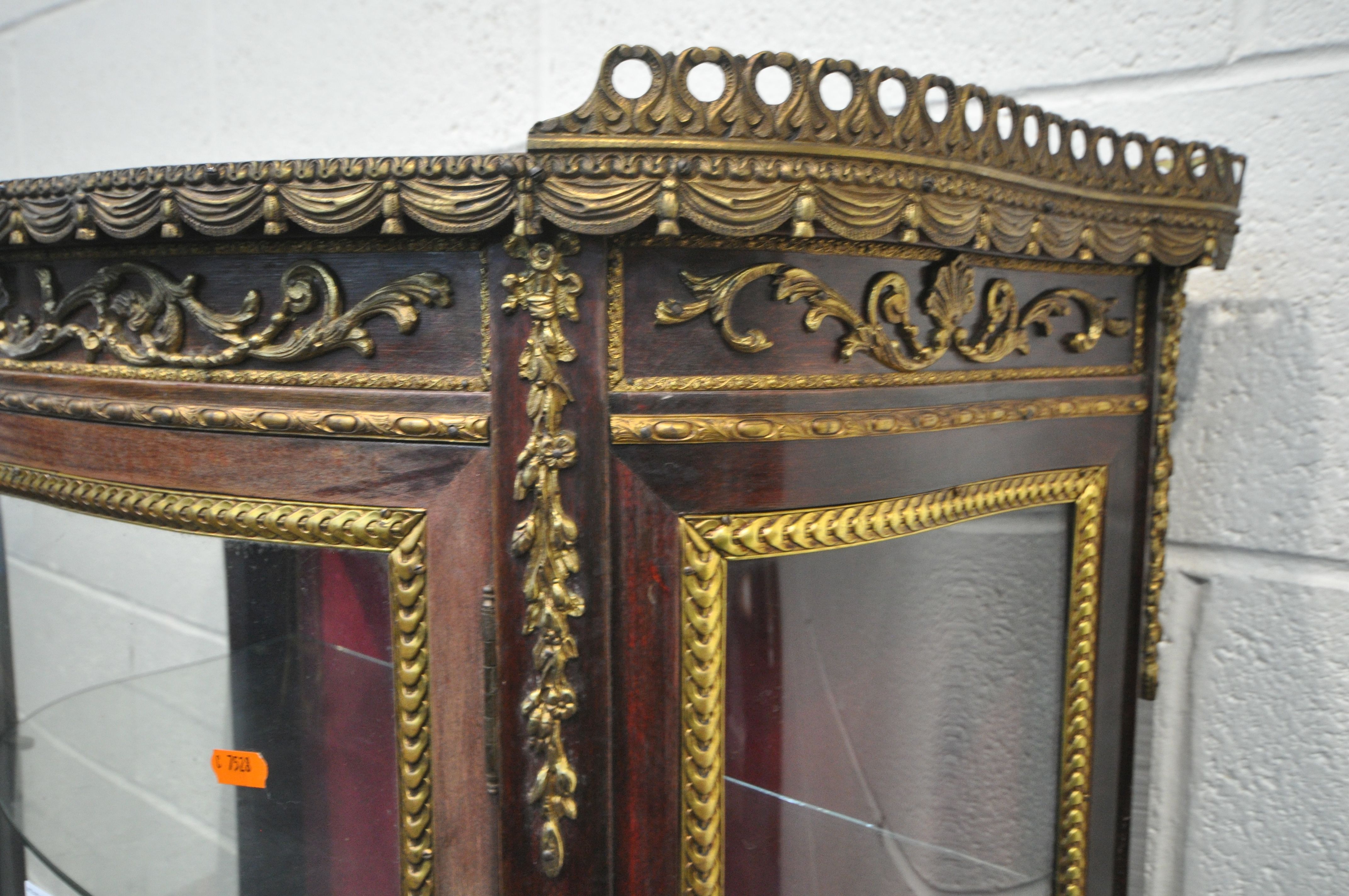 A LOUIS XV STYLE MAHOGANY SINGLE DOOR VITRINE, with foliate gilt metal mounts, pierced gallery, - Image 3 of 7